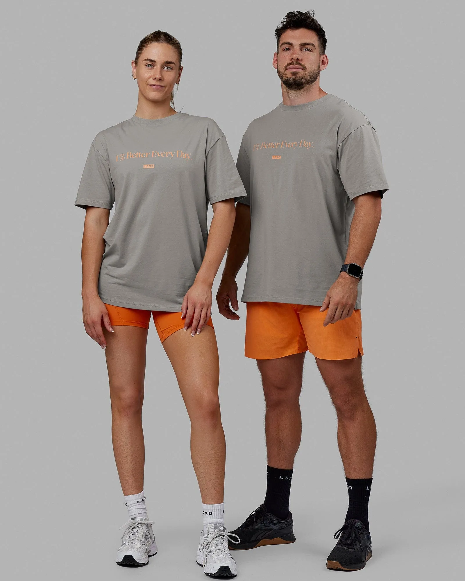 Unisex 1% Better FLXCotton Tee Oversize - Ultimate Grey-Tangerine sold by LSKD