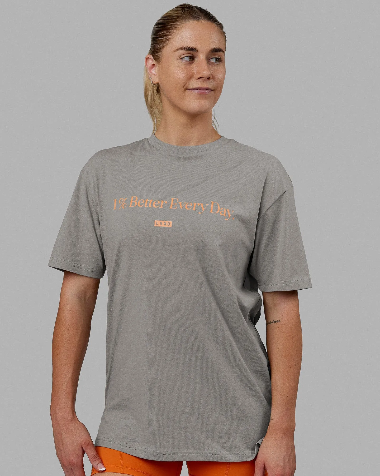 Unisex 1% Better FLXCotton Tee Oversize - Ultimate Grey-Tangerine sold by LSKD product image thumbnail 5