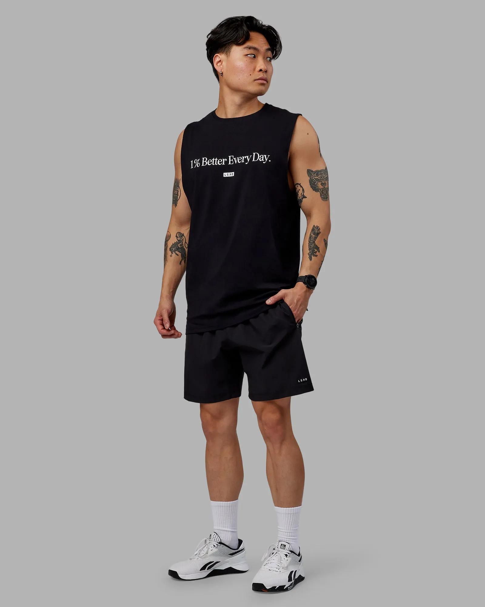 1% Better FLXCotton Training Fit Tank - Black-White sold by LSKD