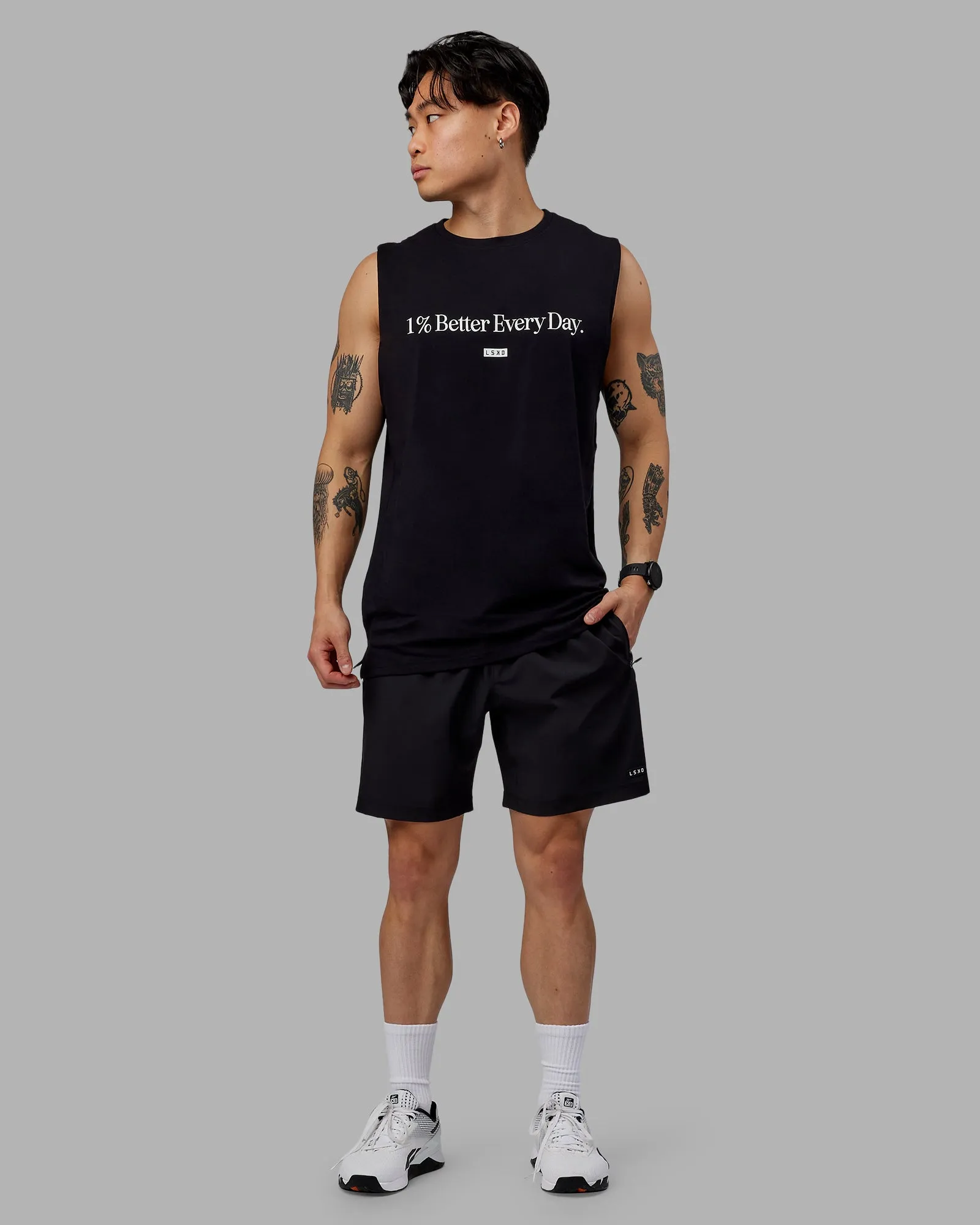 1% Better FLXCotton Training Fit Tank - Black-White sold by LSKD product image thumbnail 5