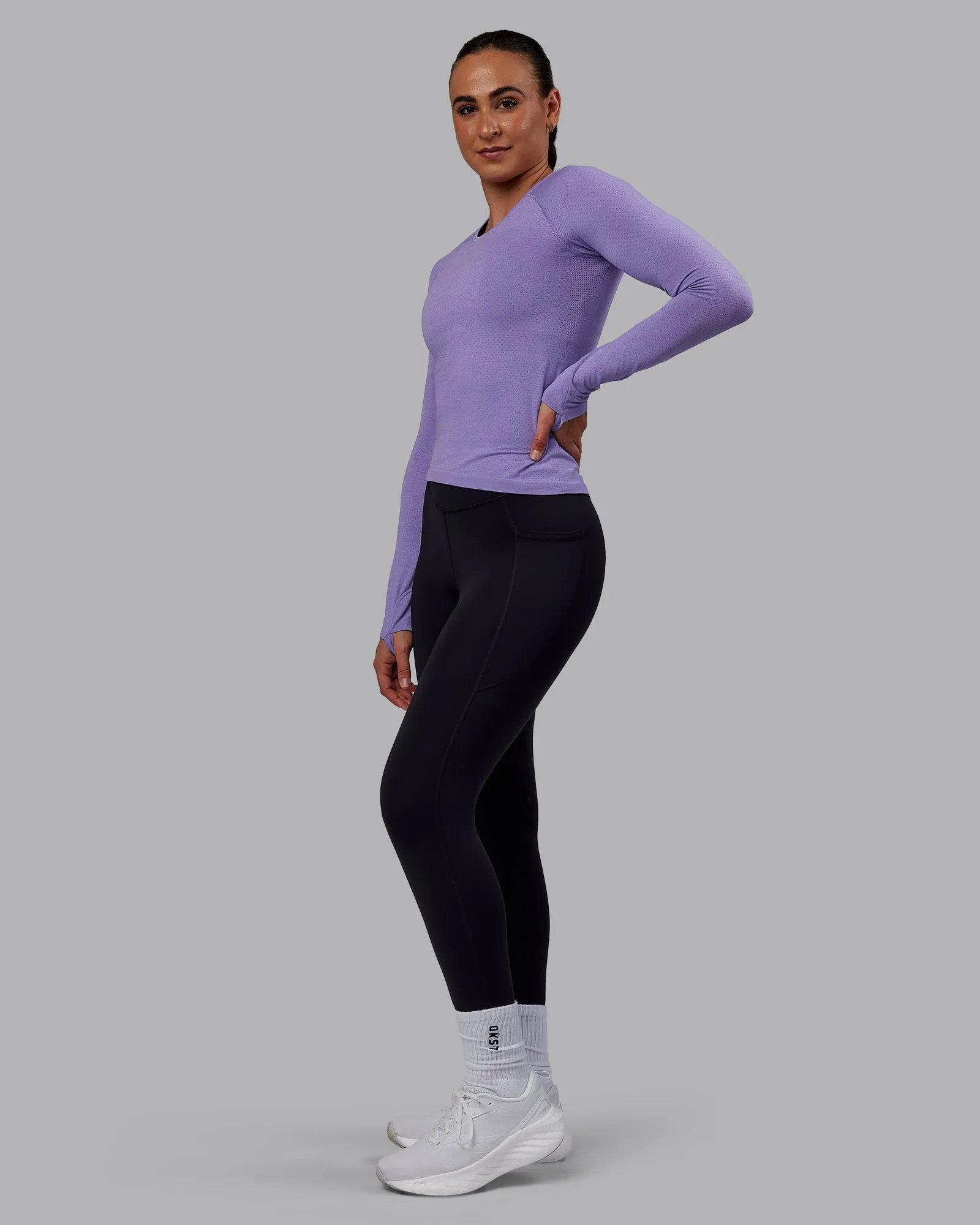 AeroFLX+ Seamless Long Sleeve Tee - Dahlia Purple Marl sold by LSKD product image thumbnail 2