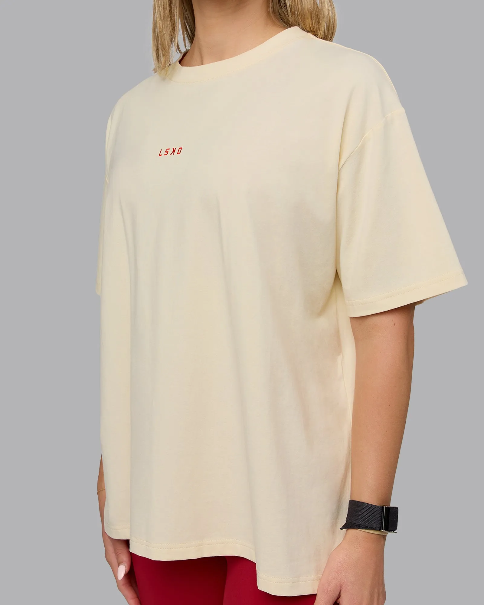 Go-To FLXCotton Oversized Tee - Ivory-Cherry Red sold by LSKD product image thumbnail 5