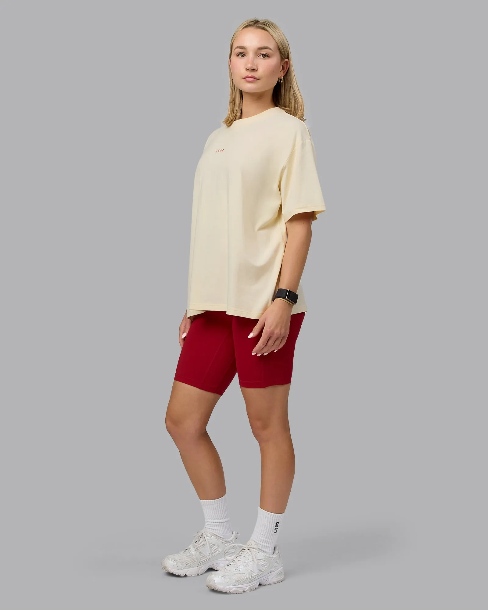 Go-To FLXCotton Oversized Tee - Ivory-Cherry Red sold by LSKD product image thumbnail 3