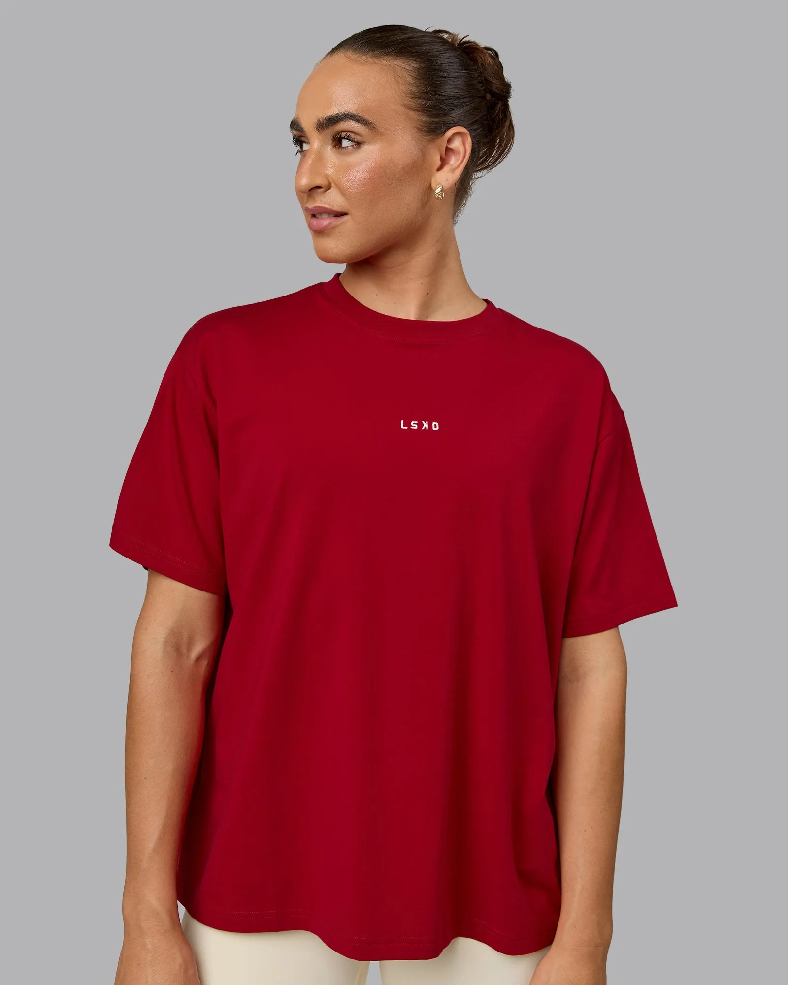 Go-To FLXCotton Oversized Tee - Cherry Red-Ivory sold by LSKD product image thumbnail 2