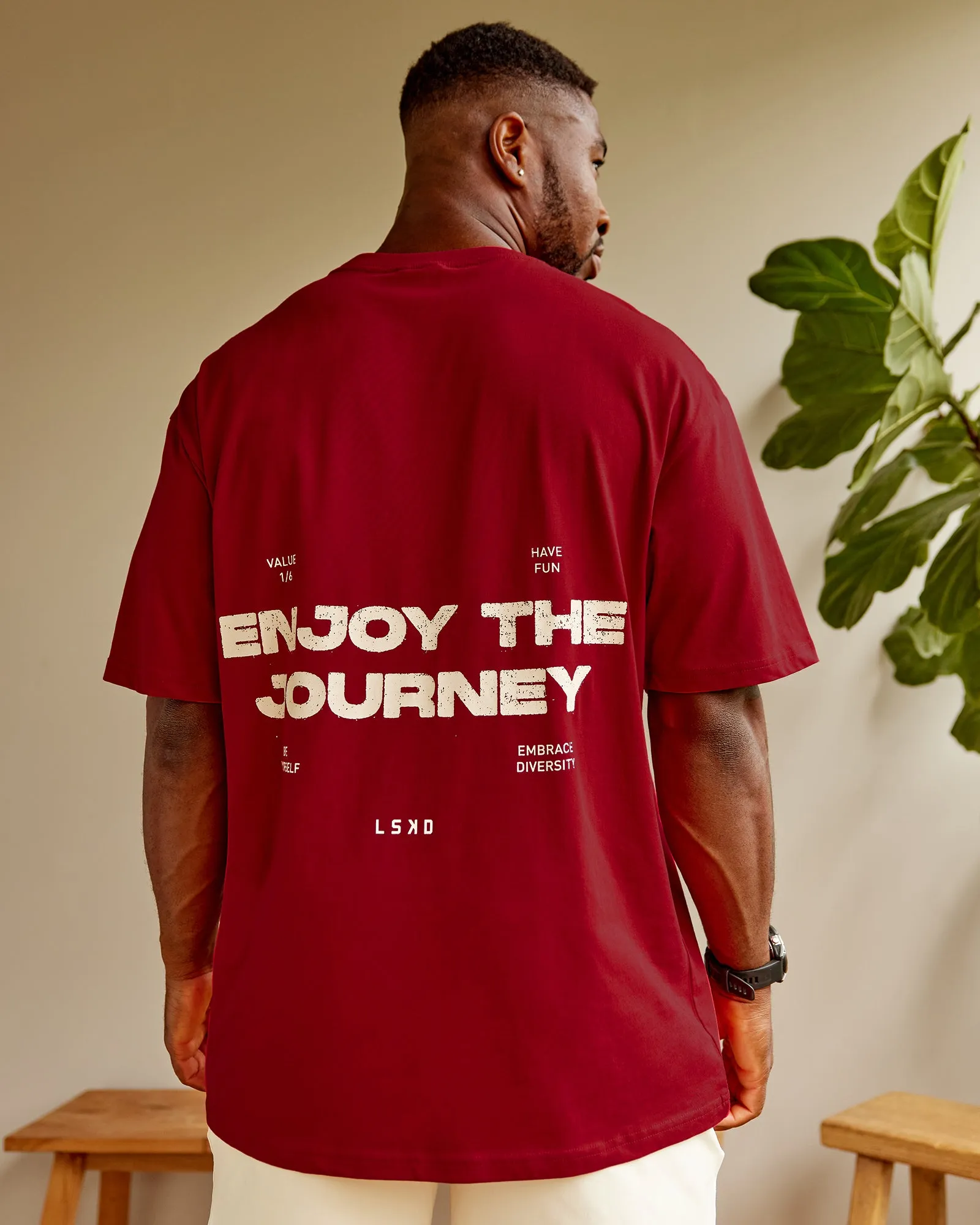 Enjoy the Journey Value Series FLXCotton Tee Oversize - Cherry Red-Ivory sold by LSKD product image thumbnail 2