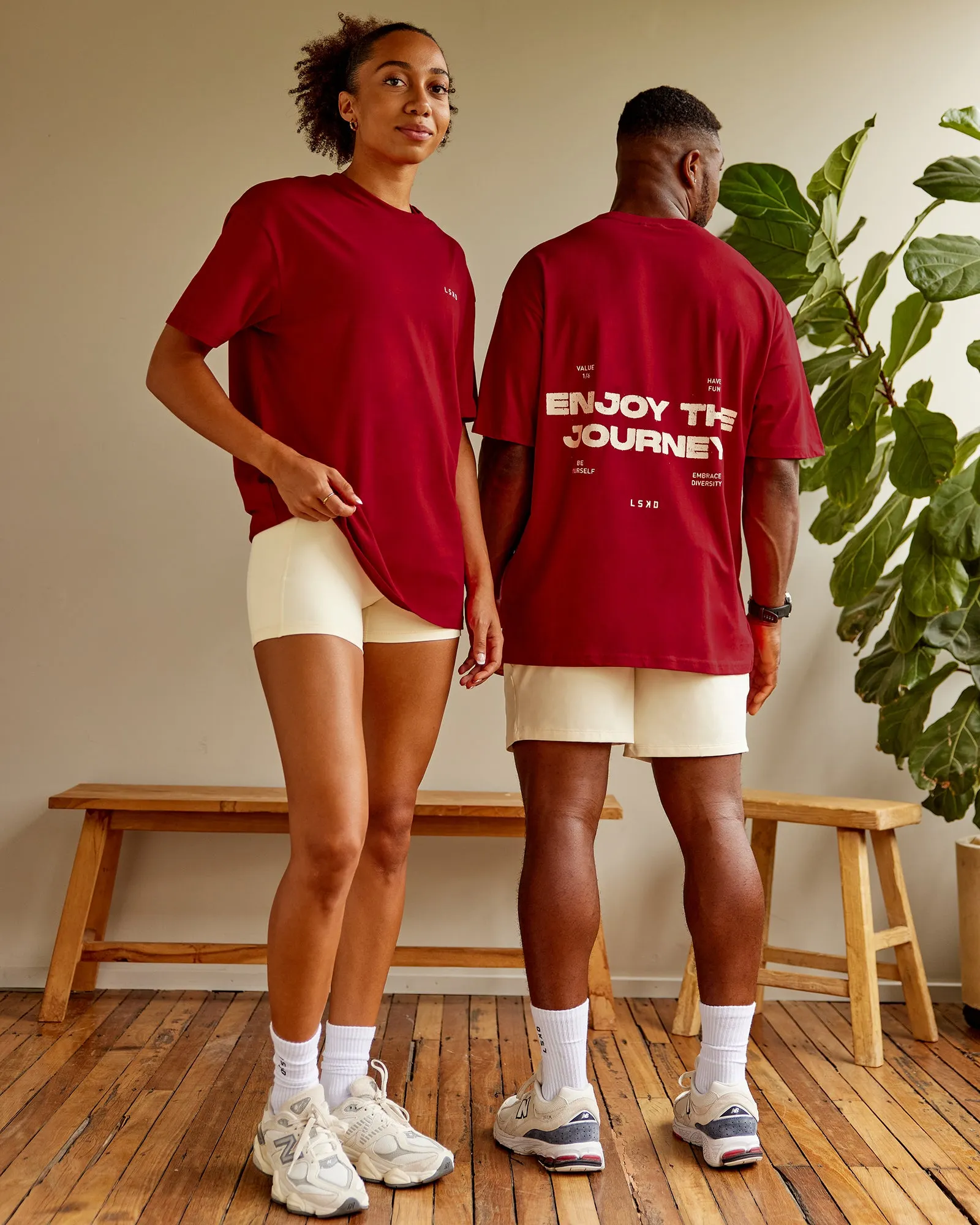 Enjoy the Journey Value Series FLXCotton Tee Oversize - Cherry Red-Ivory sold by LSKD product image thumbnail 3