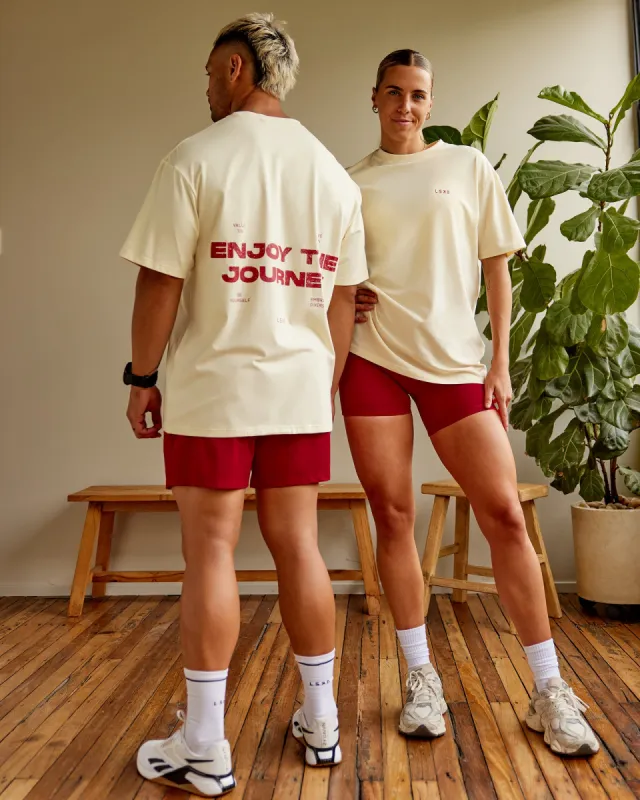 Enjoy the Journey Value Series FLXCotton Tee Oversize - Ivory-Cherry Red sold by LSKD
