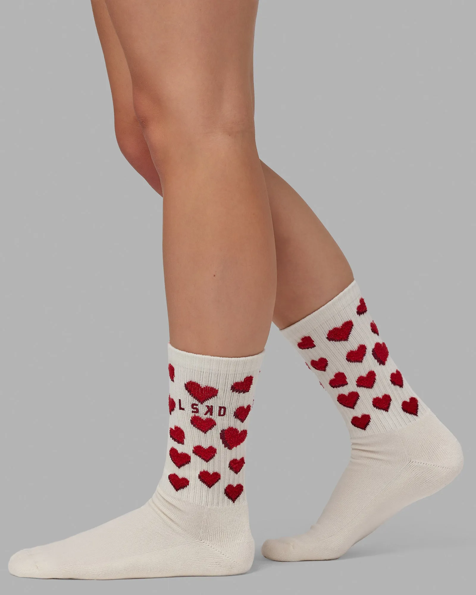 Cupid Crew Sock - Off White-Cherry Red sold by LSKD product image thumbnail 2