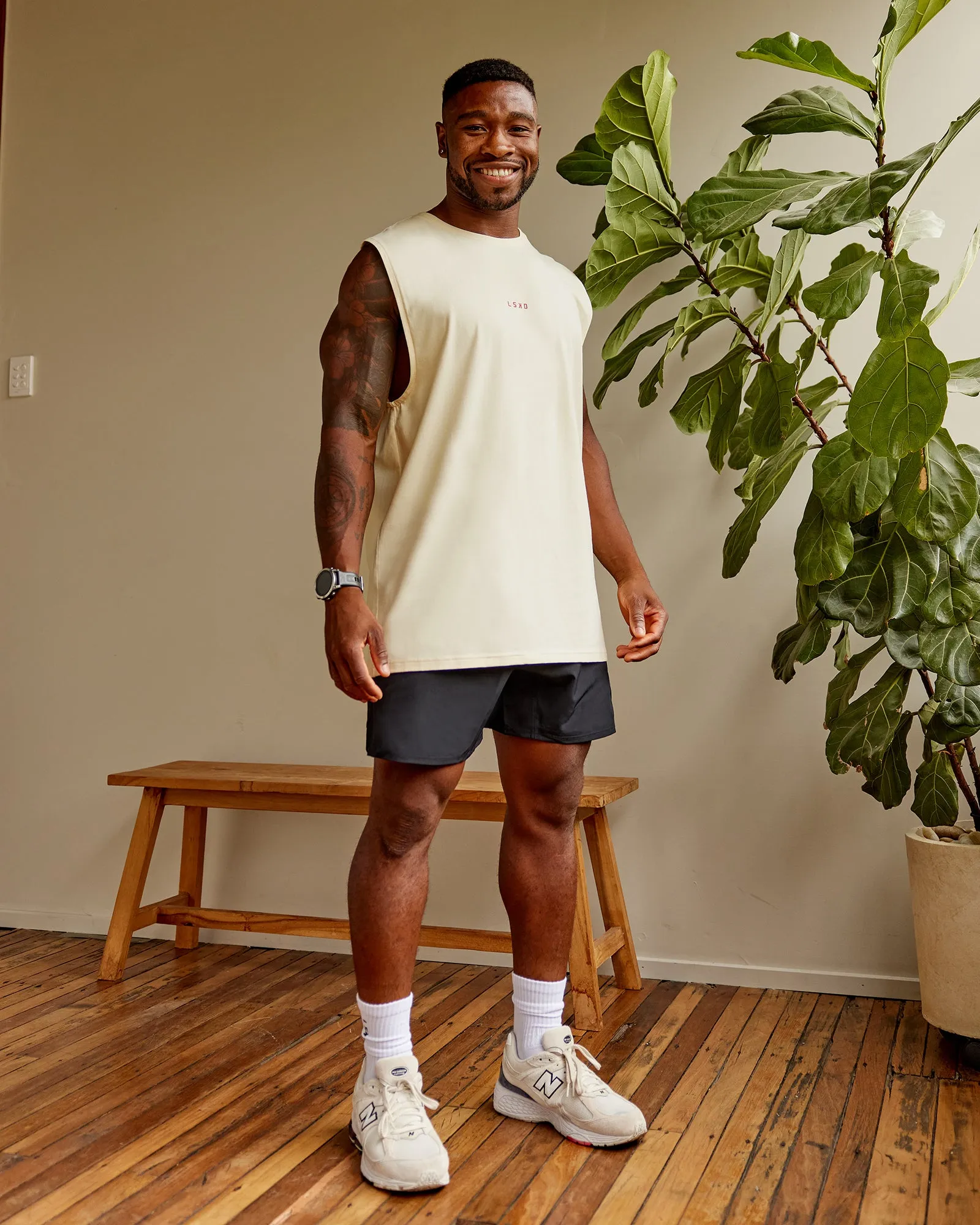 Base FLXCotton Tank - Ivory-Cherry Red sold by LSKD product image thumbnail 2