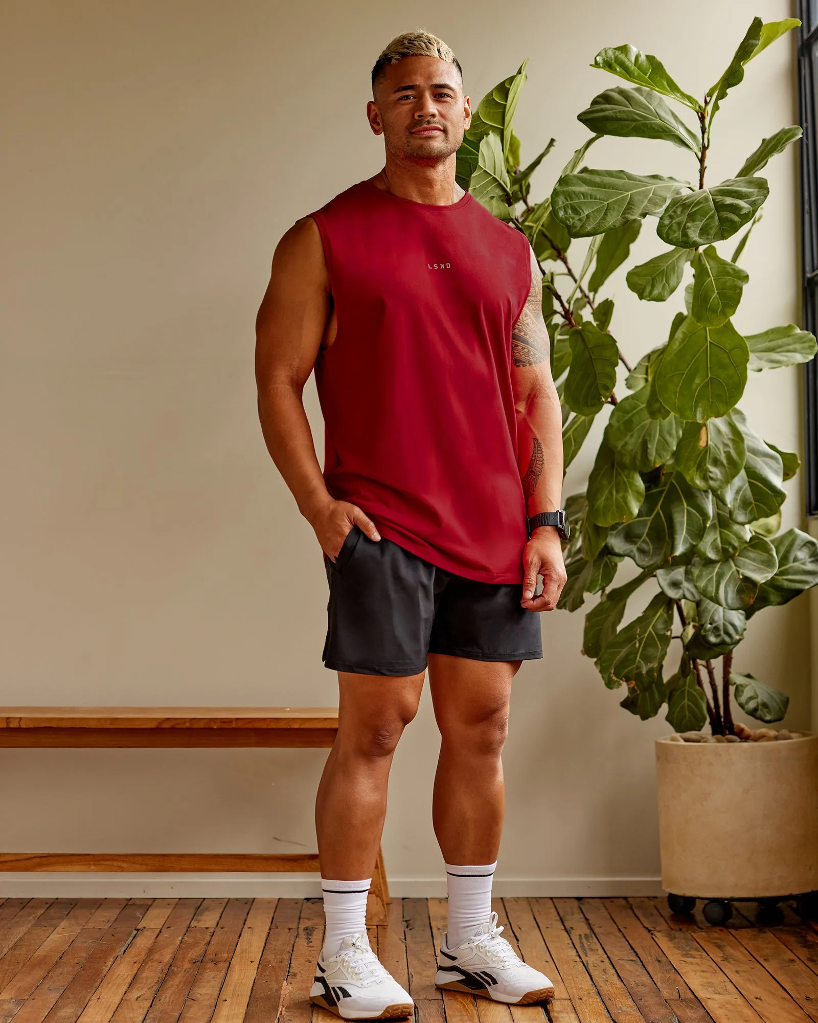 Base FLXCotton Tank - Cherry Red-Ivory sold by LSKD product image thumbnail 4