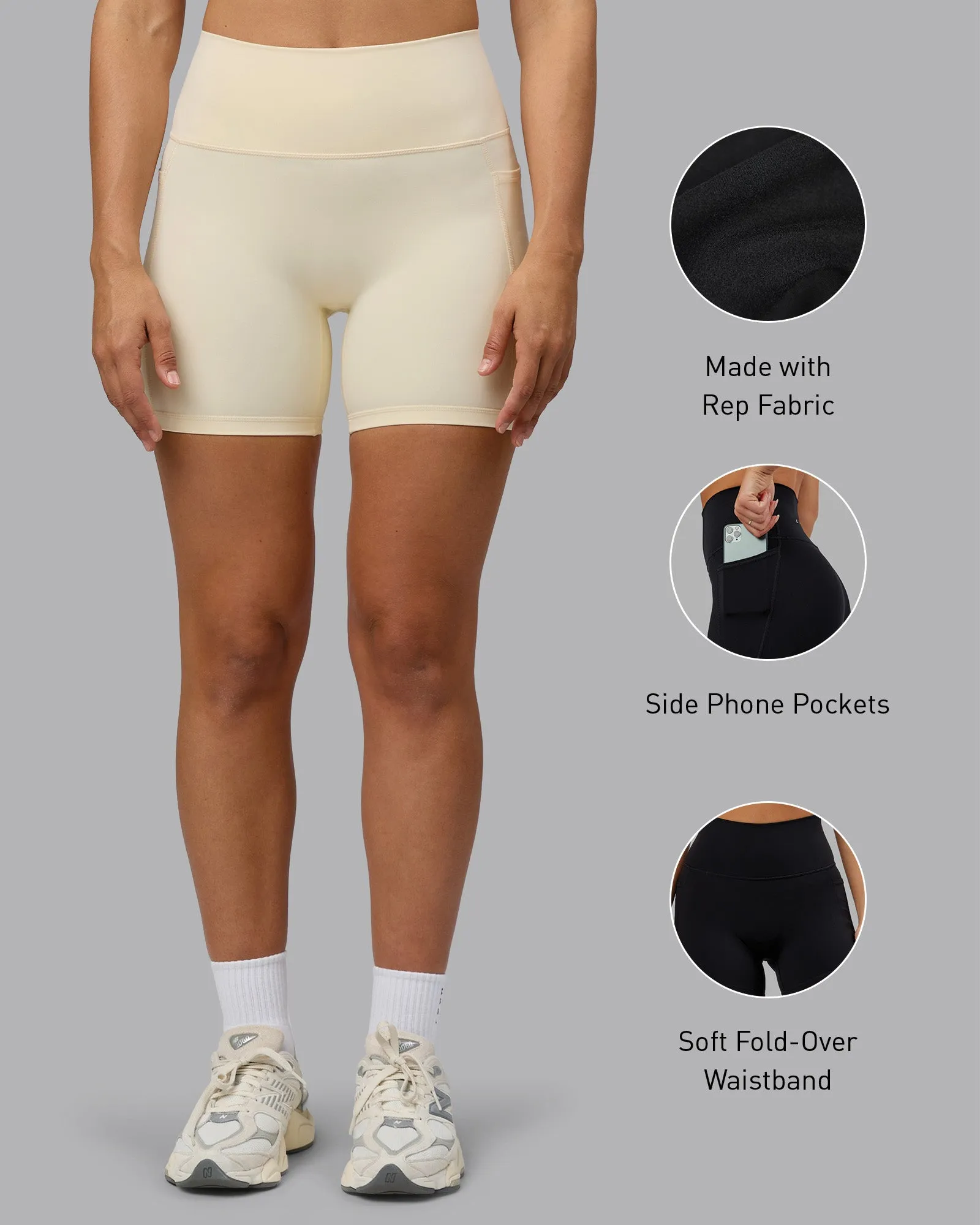 Fusion Mid Short Tight With Pockets - Ivory sold by LSKD product image thumbnail 2