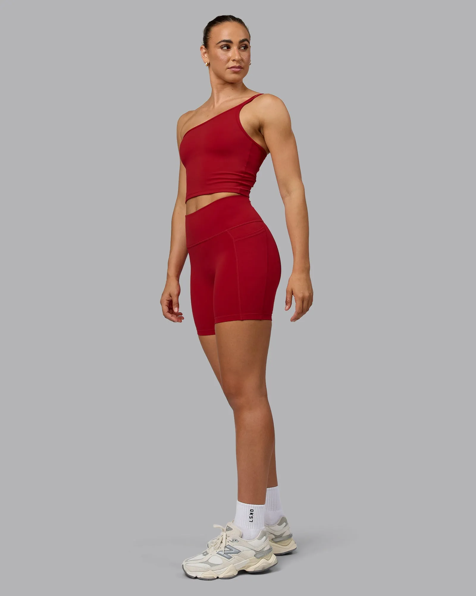 Fusion Mid Short Tight With Pockets - Cherry Red sold by LSKD product image thumbnail 5