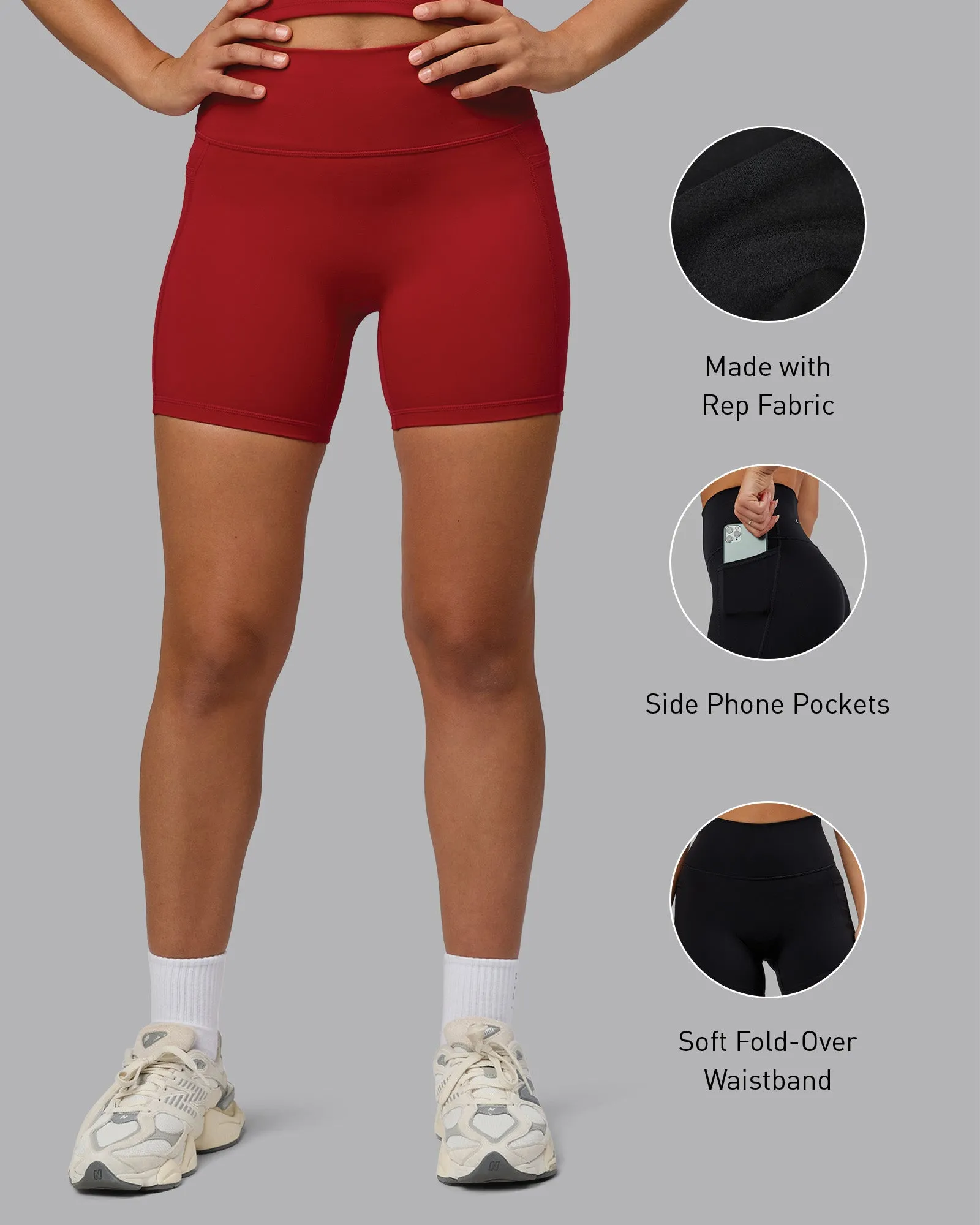 Fusion Mid Short Tight With Pockets - Cherry Red sold by LSKD product image thumbnail 2