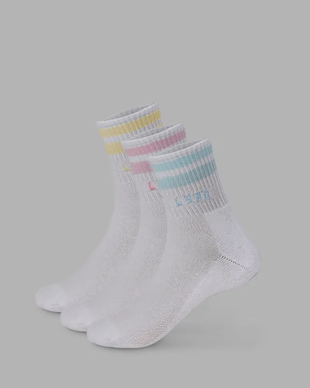 Heritage 3 Pack Quarter Socks - Multi-Pastel sold by LSKD