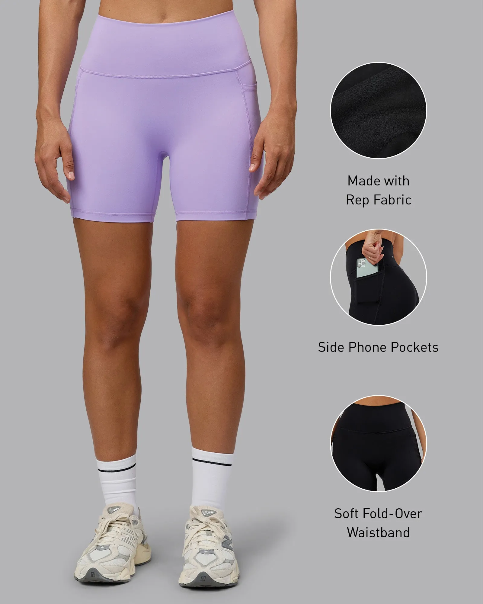 Fusion Mid Short Tight With Pockets - Pale Lilac sold by LSKD product image thumbnail 2