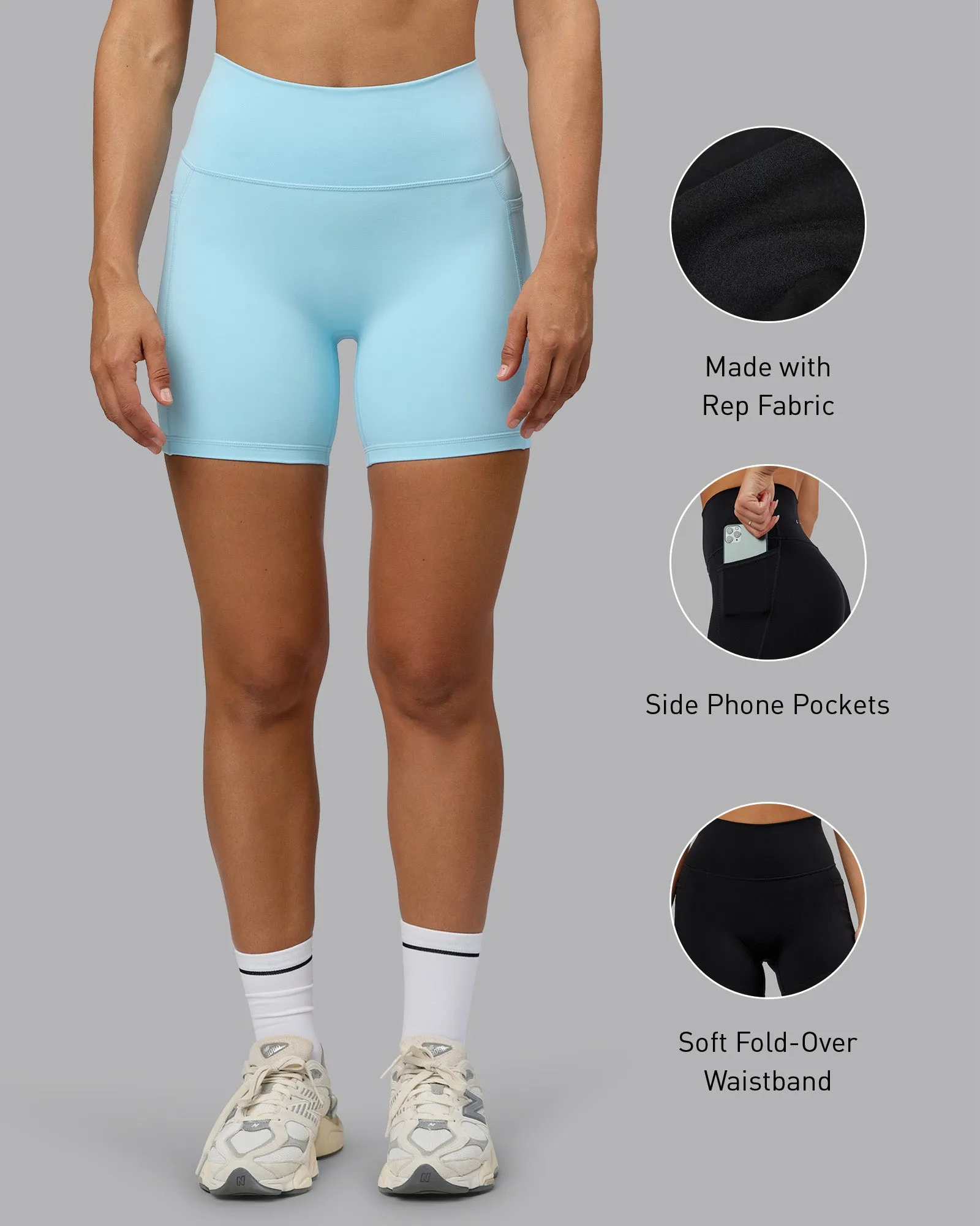 Fusion Mid Short Tight With Pockets - Crystal Blue sold by LSKD product image thumbnail 2