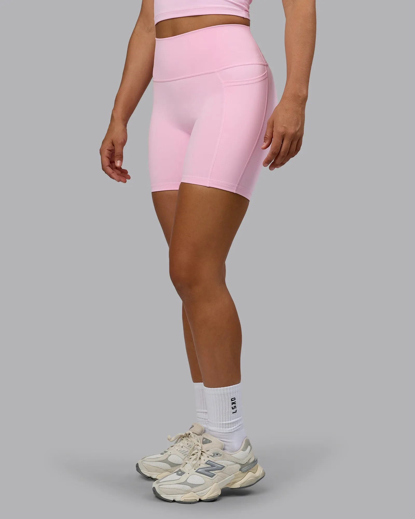 Fusion Mid Short Tight With Pockets - Pale Pink sold by LSKD