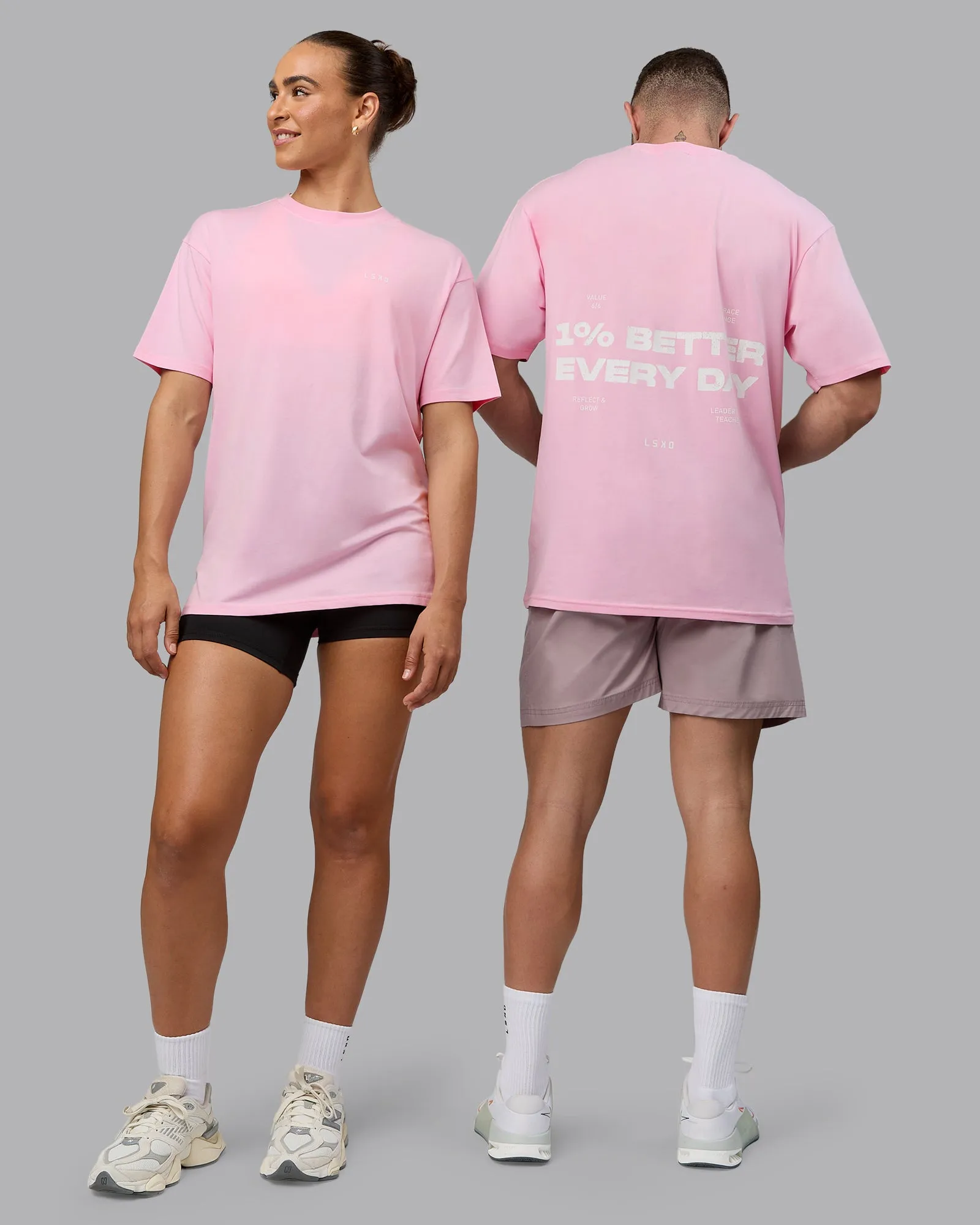 1% Better Value Series FLXCotton Tee Oversize - Pale Pink-White sold by LSKD