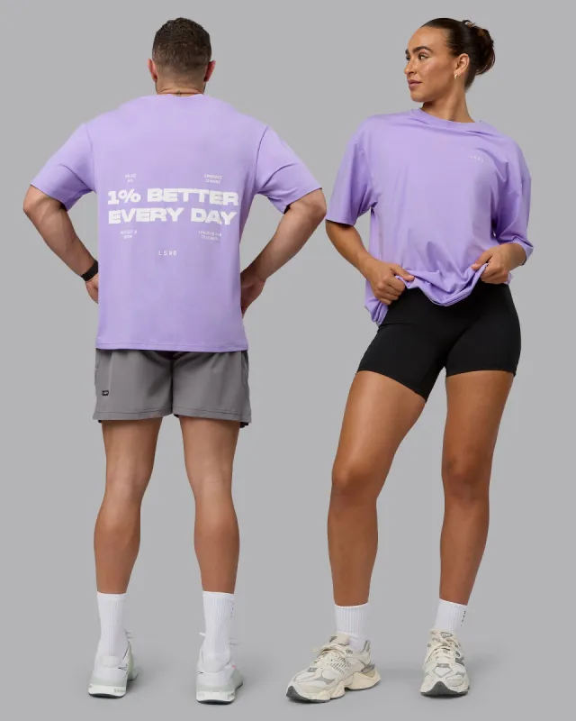 1% Better Value Series FLXCotton Tee Oversize - Pale Lilac-White sold by LSKD