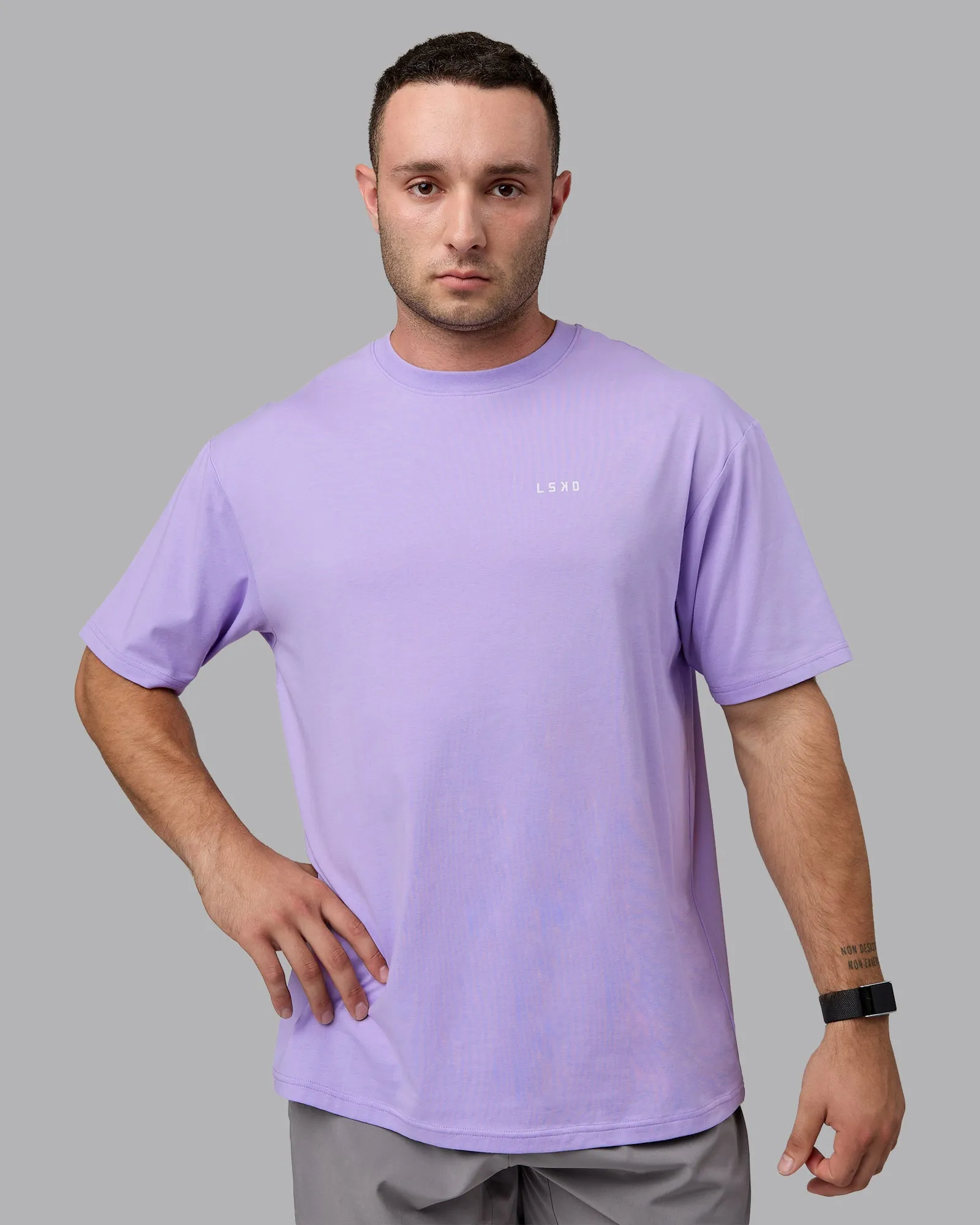 1% Better Value Series FLXCotton Tee Oversize - Pale Lilac-White sold by LSKD product image thumbnail 5