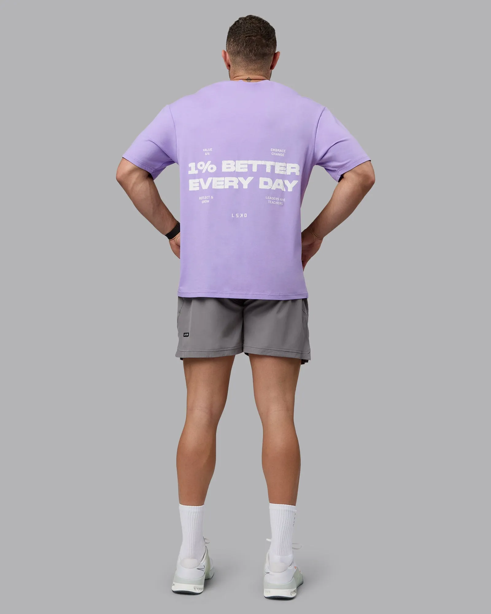 1% Better Value Series FLXCotton Tee Oversize - Pale Lilac-White sold by LSKD product image thumbnail 4