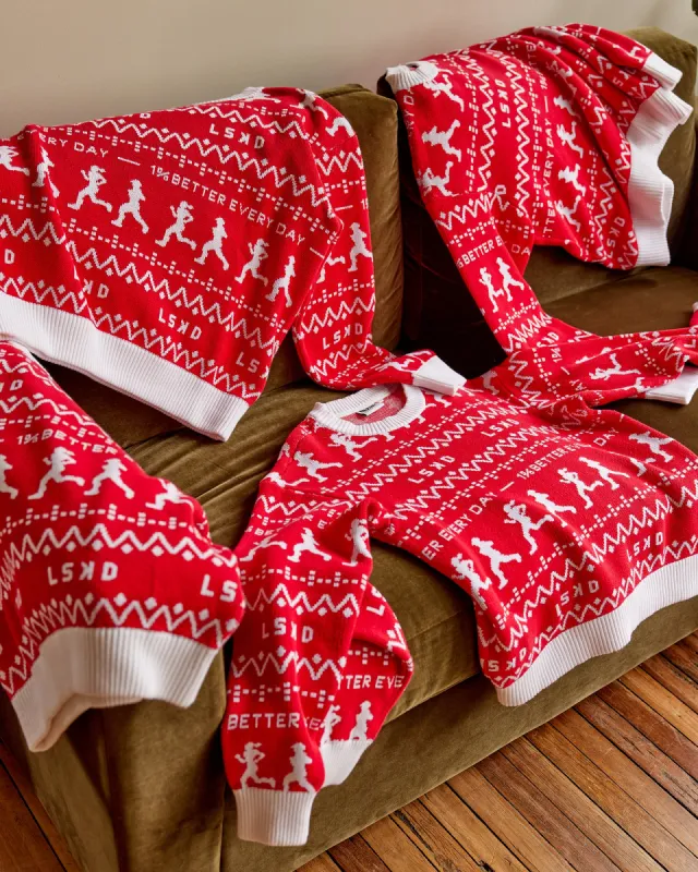 LSKD Christmas Knit Sweater - Cherry Red-Ivory sold by LSKD