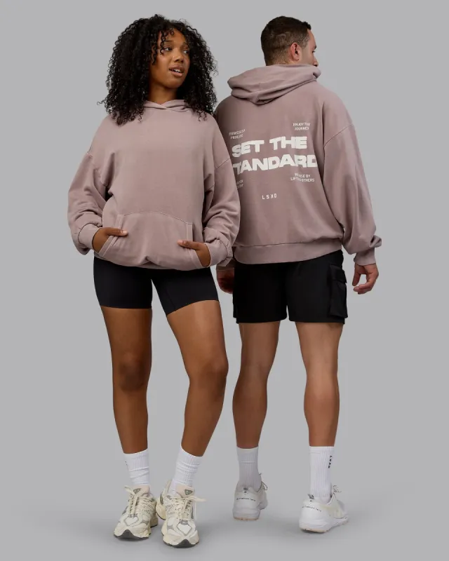 Set the Standard Washed Oversized Hoodie - Greyish Purple-Off White sold by LSKD