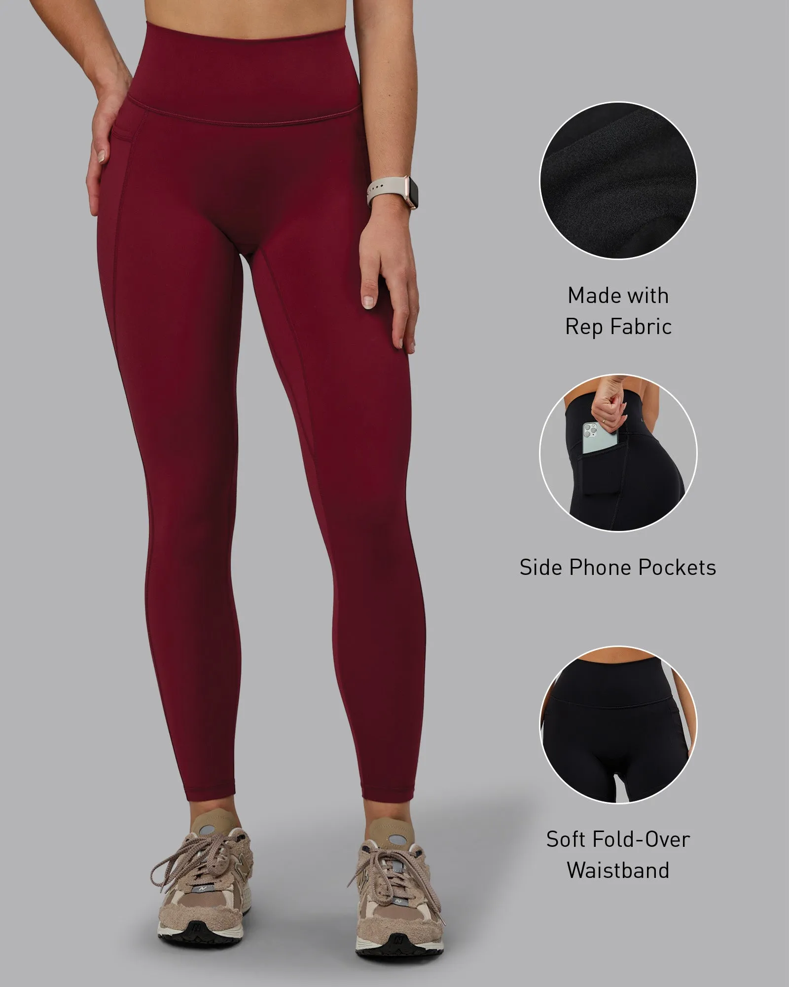 Fusion Full Length Tights with Pockets - Cordovan sold by LSKD product image thumbnail 2