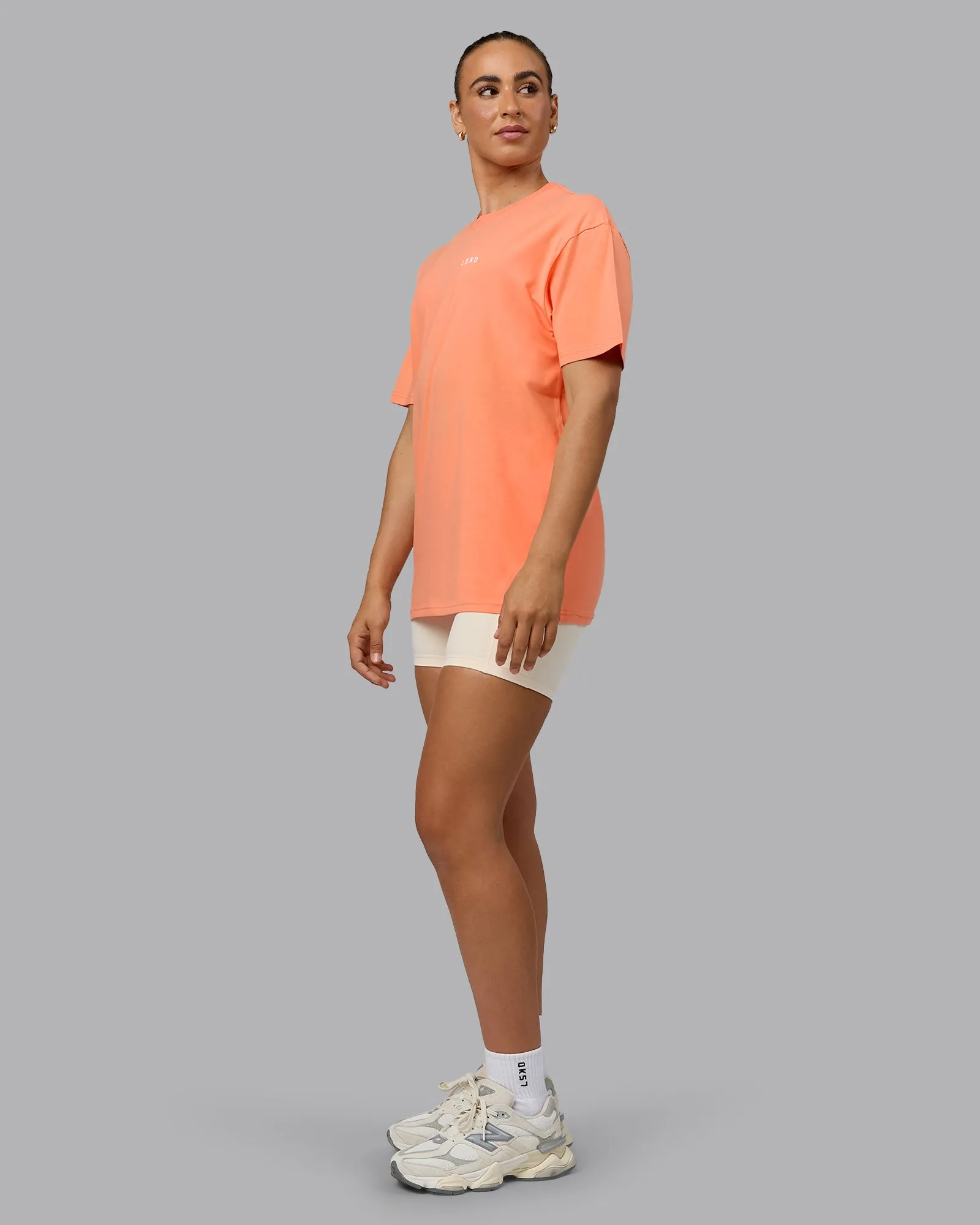1% Better Value Series FLXCotton Tee Oversize - Mellow Peach-White sold by LSKD product image thumbnail 5