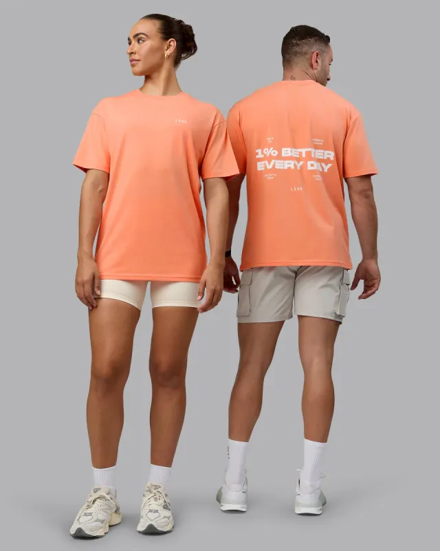 1% Better Value Series FLXCotton Tee Oversize - Mellow Peach-White sold by LSKD