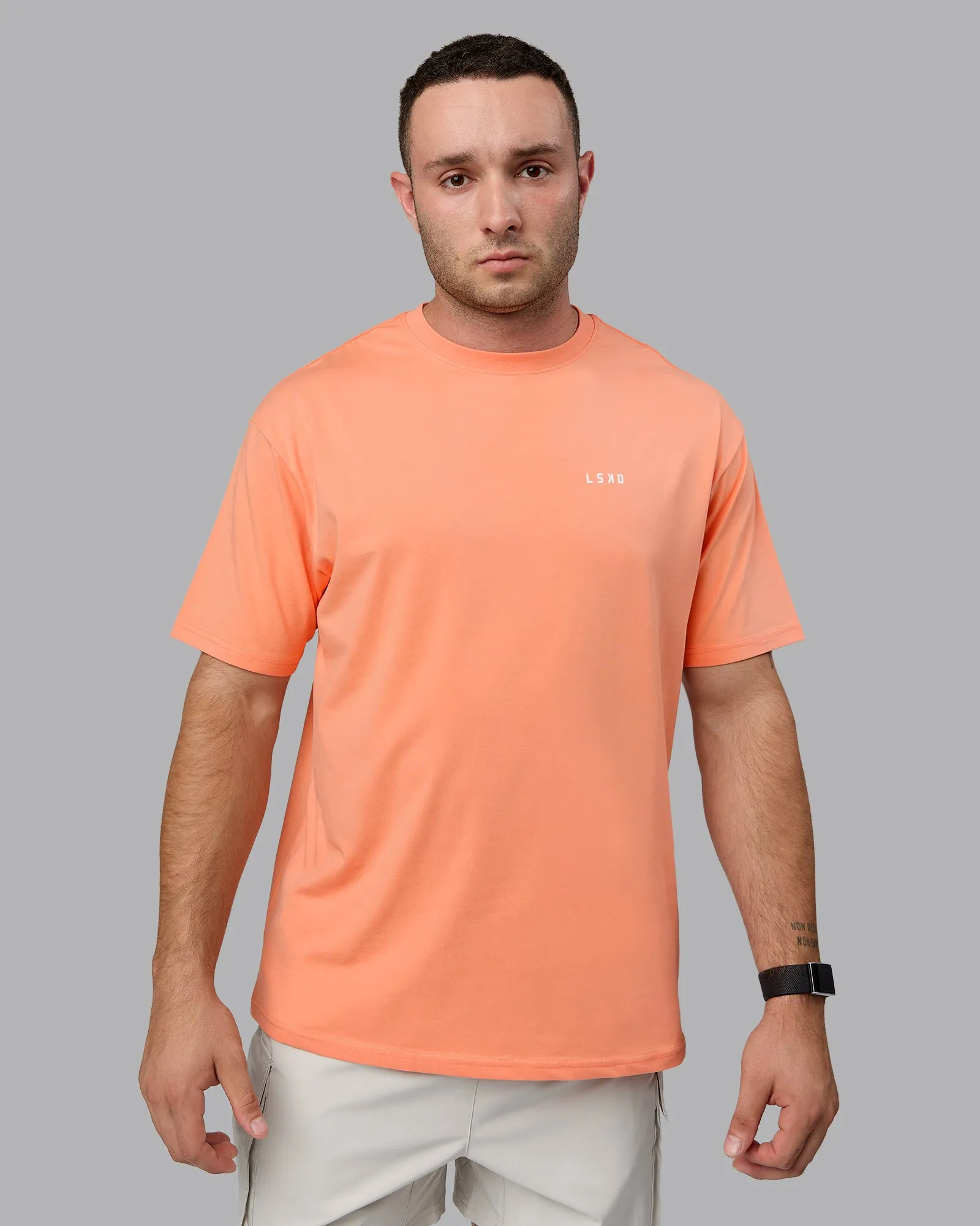 1% Better Value Series FLXCotton Tee Oversize - Mellow Peach-White sold by LSKD product image thumbnail 3