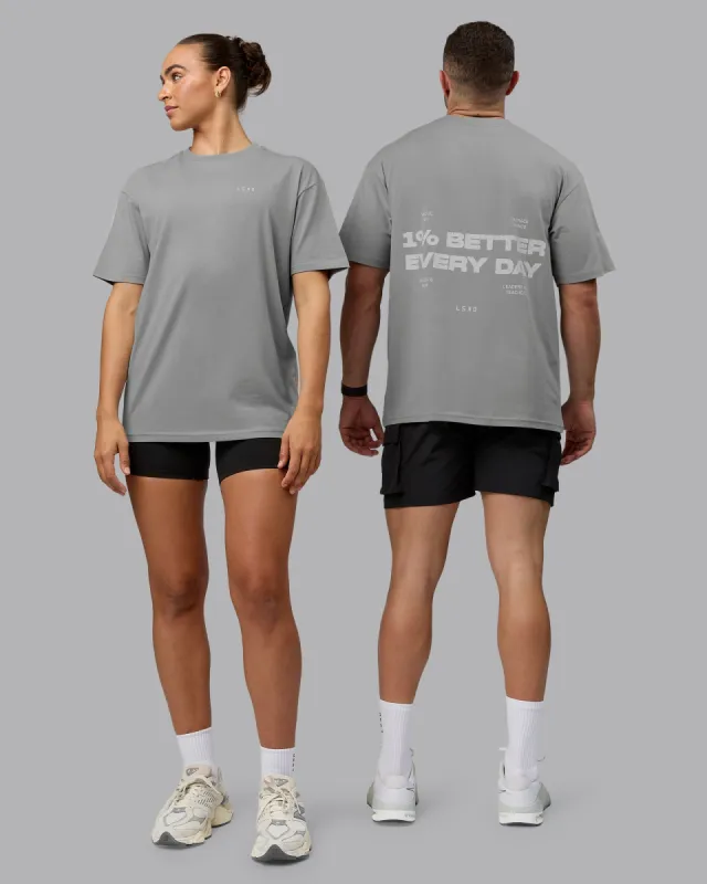 1% Better Value Series FLXCotton Tee Oversize - Circular Grey-White sold by LSKD