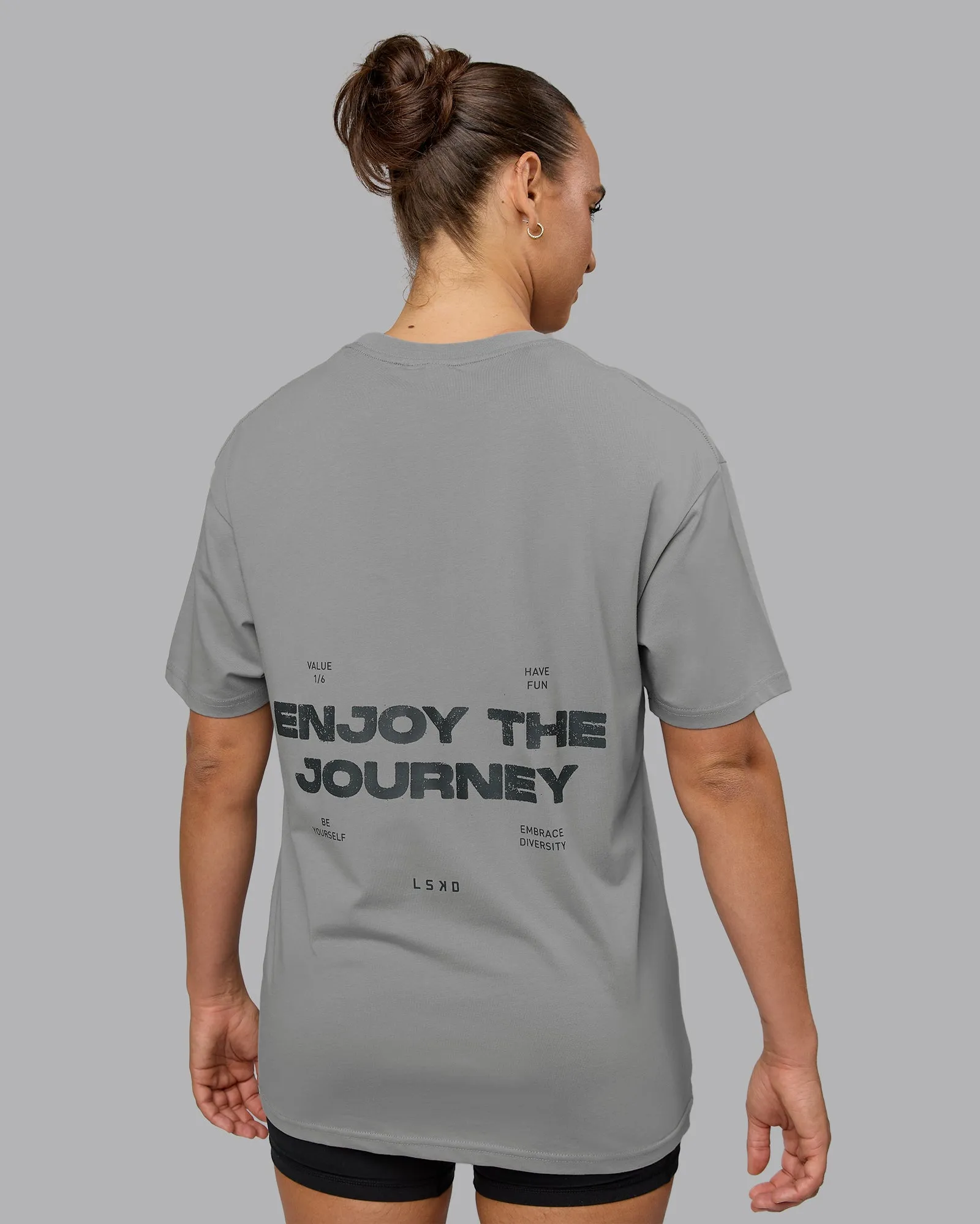 Unisex Enjoy the Journey Value Series FLXCotton Tee Oversize - Circular Grey-Pirate Black sold by LSKD product image thumbnail 4