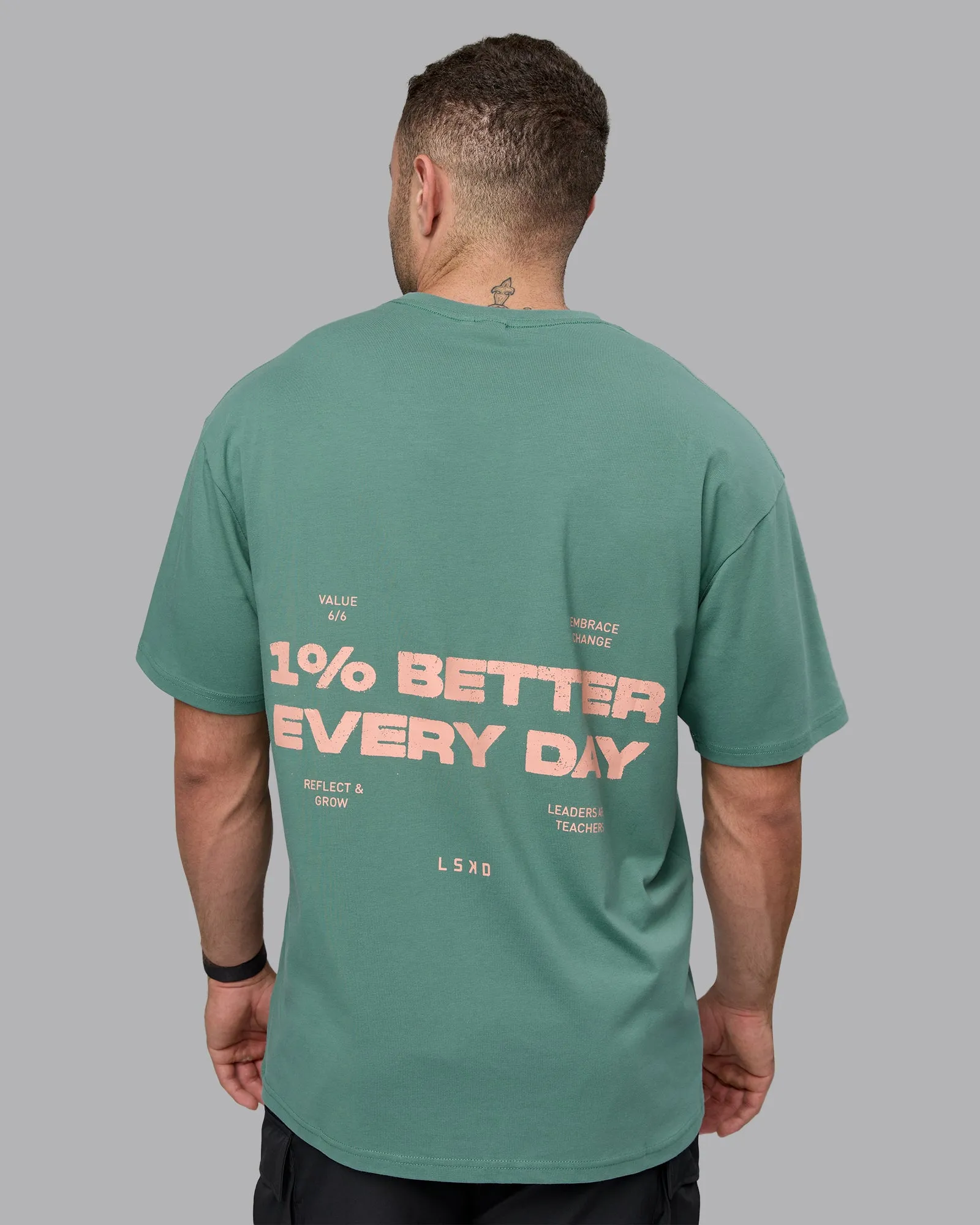 1% Better Value Series FLXCotton Tee Oversize - Sagebrush-Mellow Peach sold by LSKD product image thumbnail 4