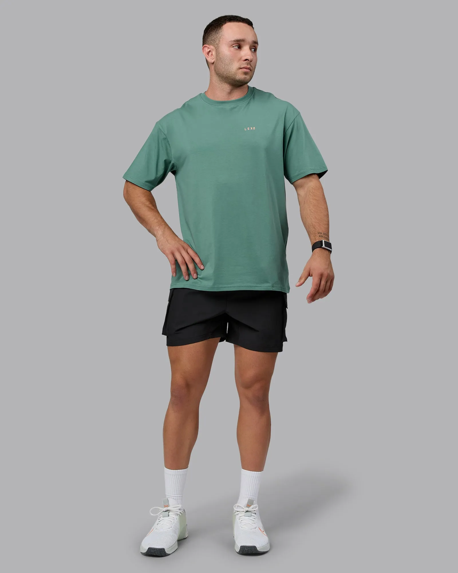 1% Better Value Series FLXCotton Tee Oversize - Sagebrush-Mellow Peach sold by LSKD product image thumbnail 5