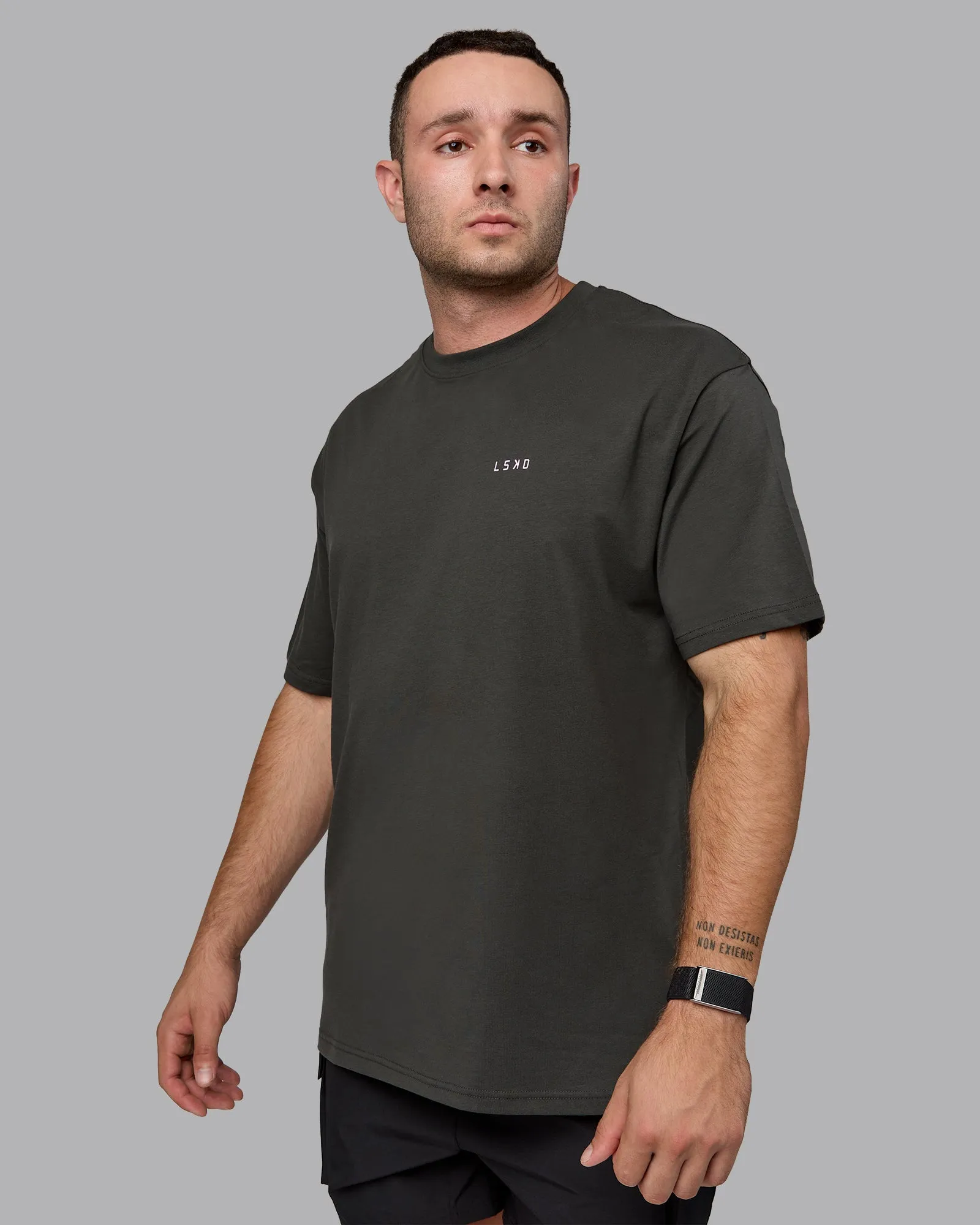 1% Better Value Series FLXCotton Tee Oversize - Pirate Black-Light Violet sold by LSKD product image thumbnail 2
