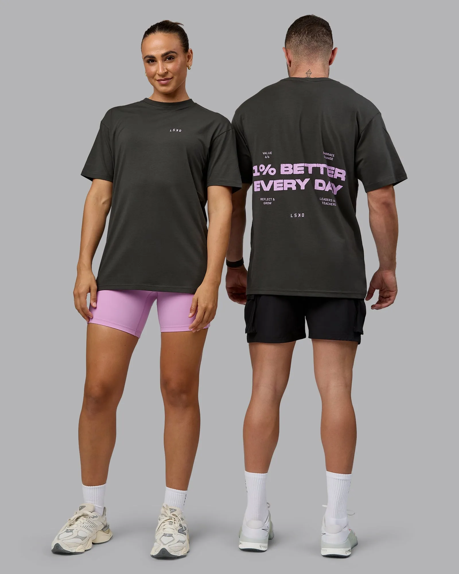 1% Better Value Series FLXCotton Tee Oversize - Pirate Black-Light Violet sold by LSKD