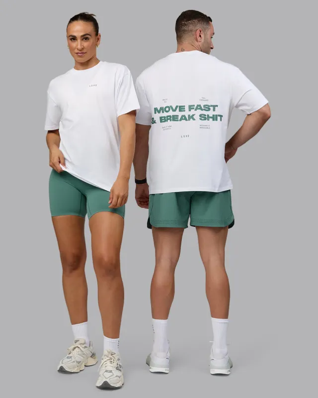 Move Fast Value Series FLXCotton Oversized Tee - White-Sagebrush sold by LSKD