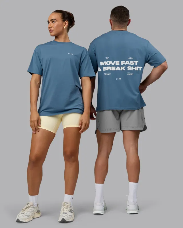 Move Fast Value Series FLXCotton Oversized Tee - Elemental Blue-Off White sold by LSKD