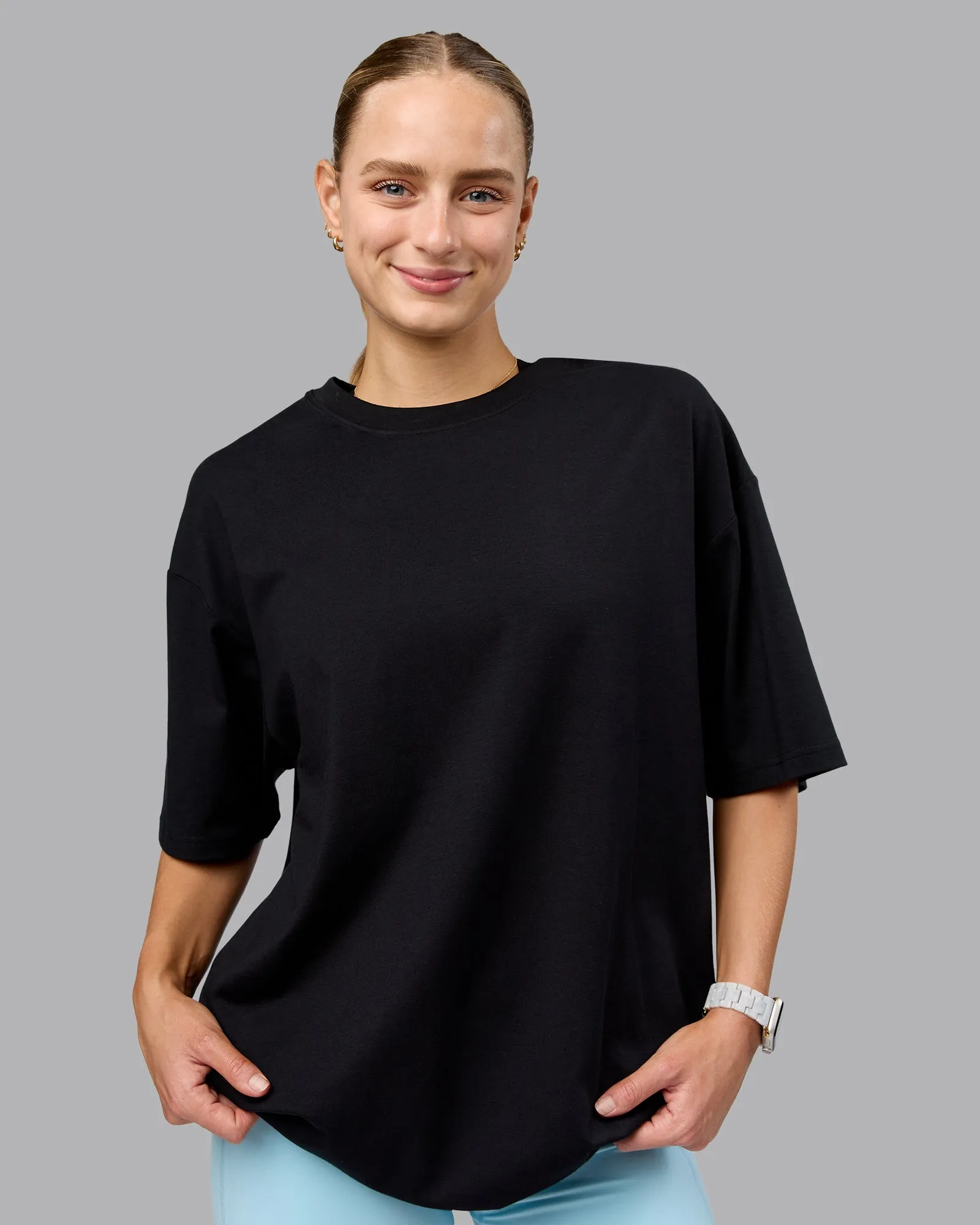 Unisex Push Boundaries FLXCotton Tee Oversize - Black-Purple Swirl sold by LSKD product image thumbnail 4