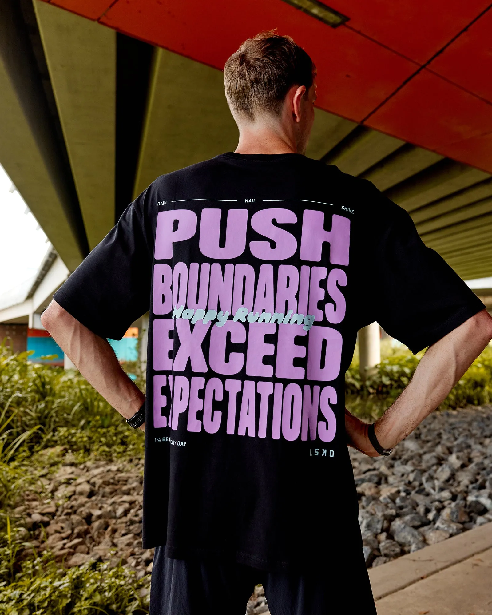 Unisex Push Boundaries FLXCotton Tee Oversize - Black-Purple Swirl sold by LSKD product image thumbnail 2