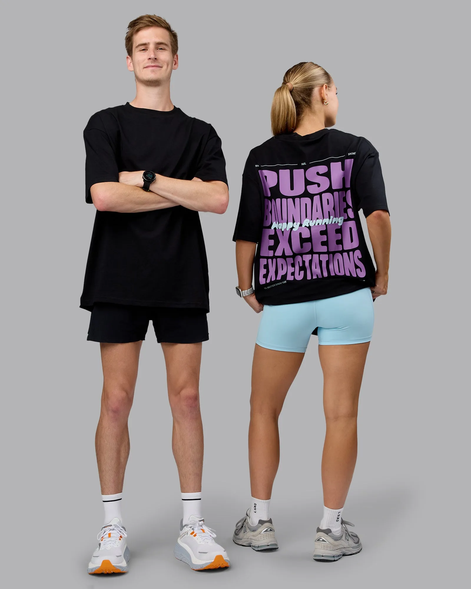 Unisex Push Boundaries FLXCotton Tee Oversize - Black-Purple Swirl sold by LSKD