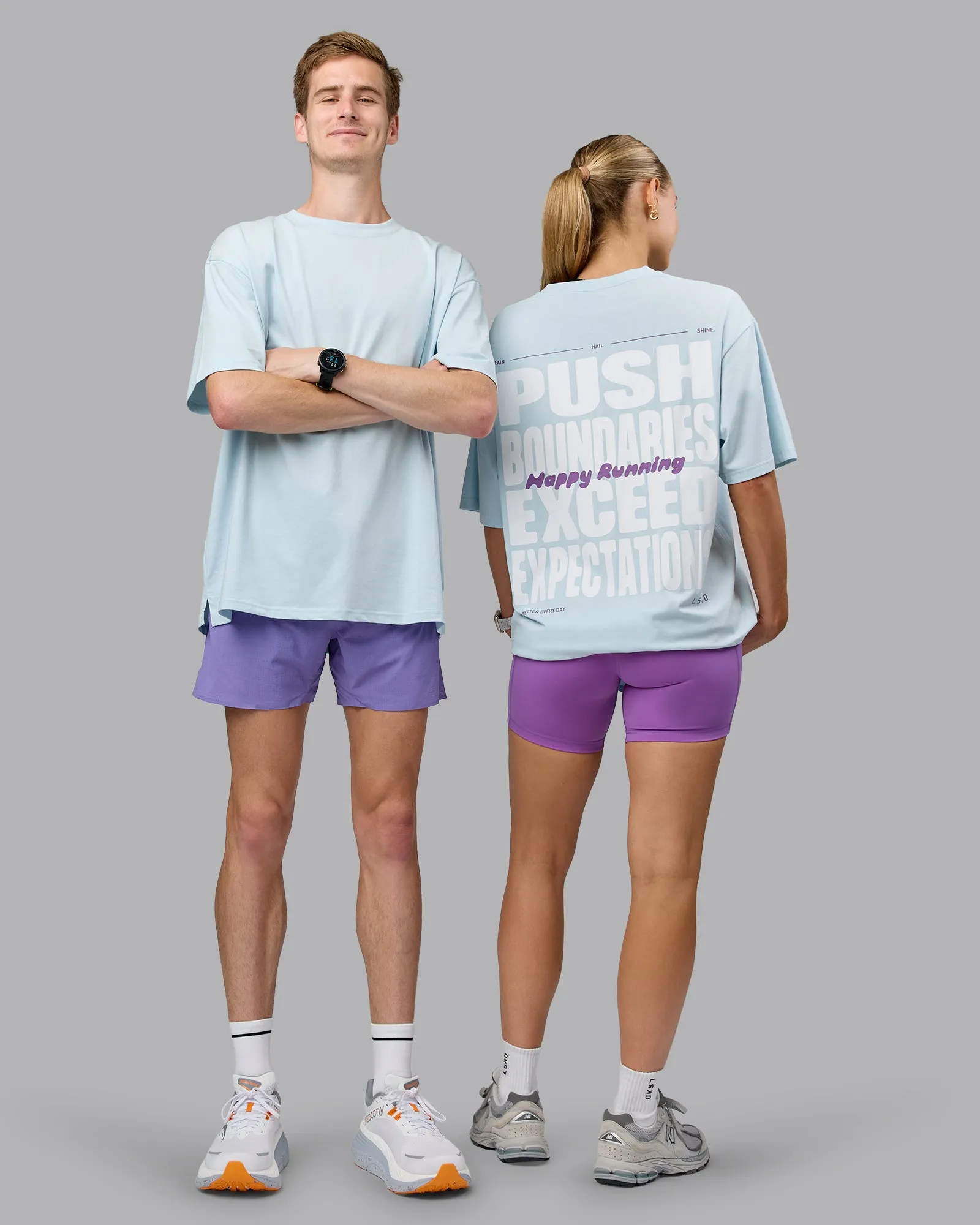 Push Boundaries FLXCotton Oversized Tee - Light Cyan-White sold by LSKD product image thumbnail 2