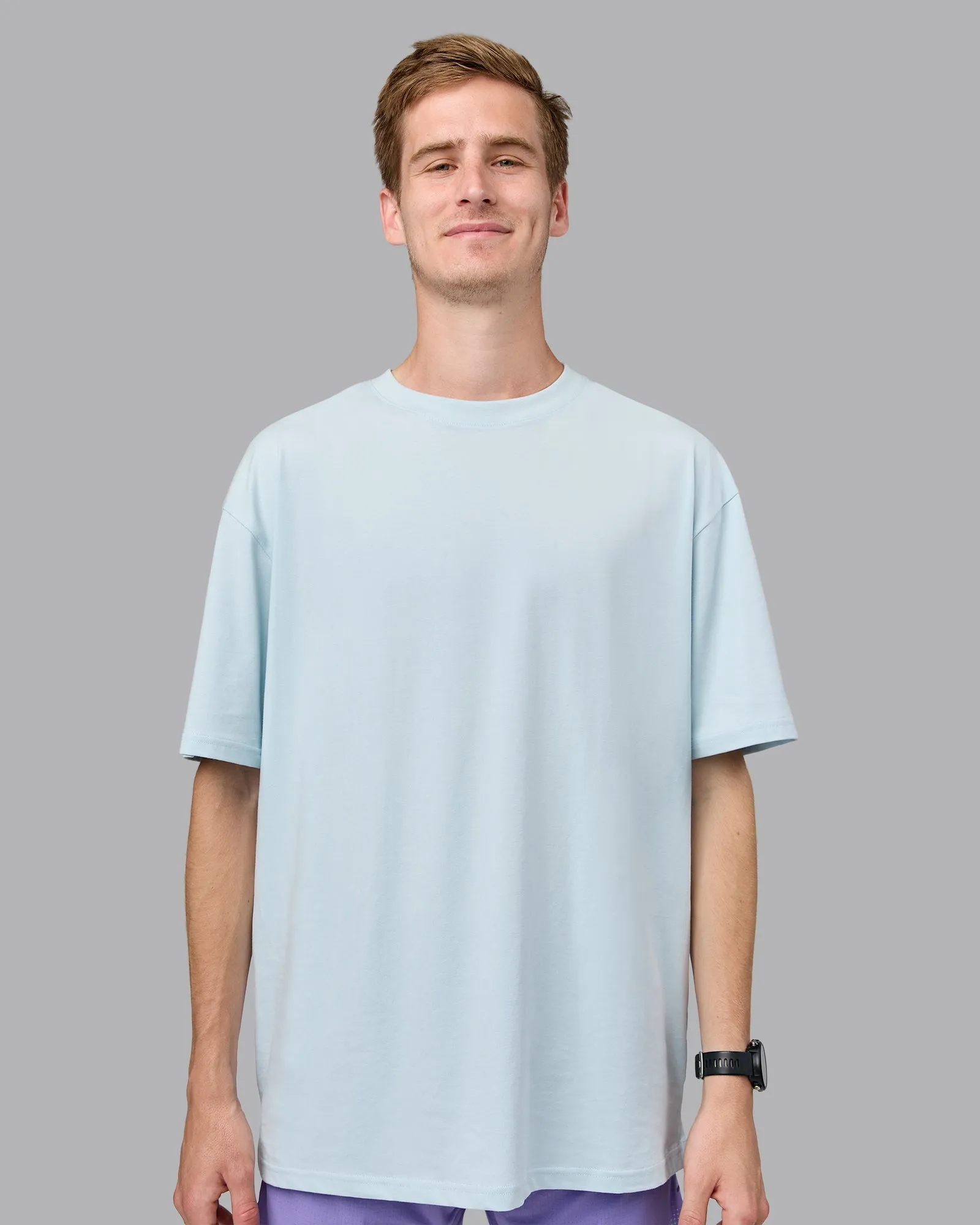 Push Boundaries FLXCotton Oversized Tee - Light Cyan-White sold by LSKD product image thumbnail 3