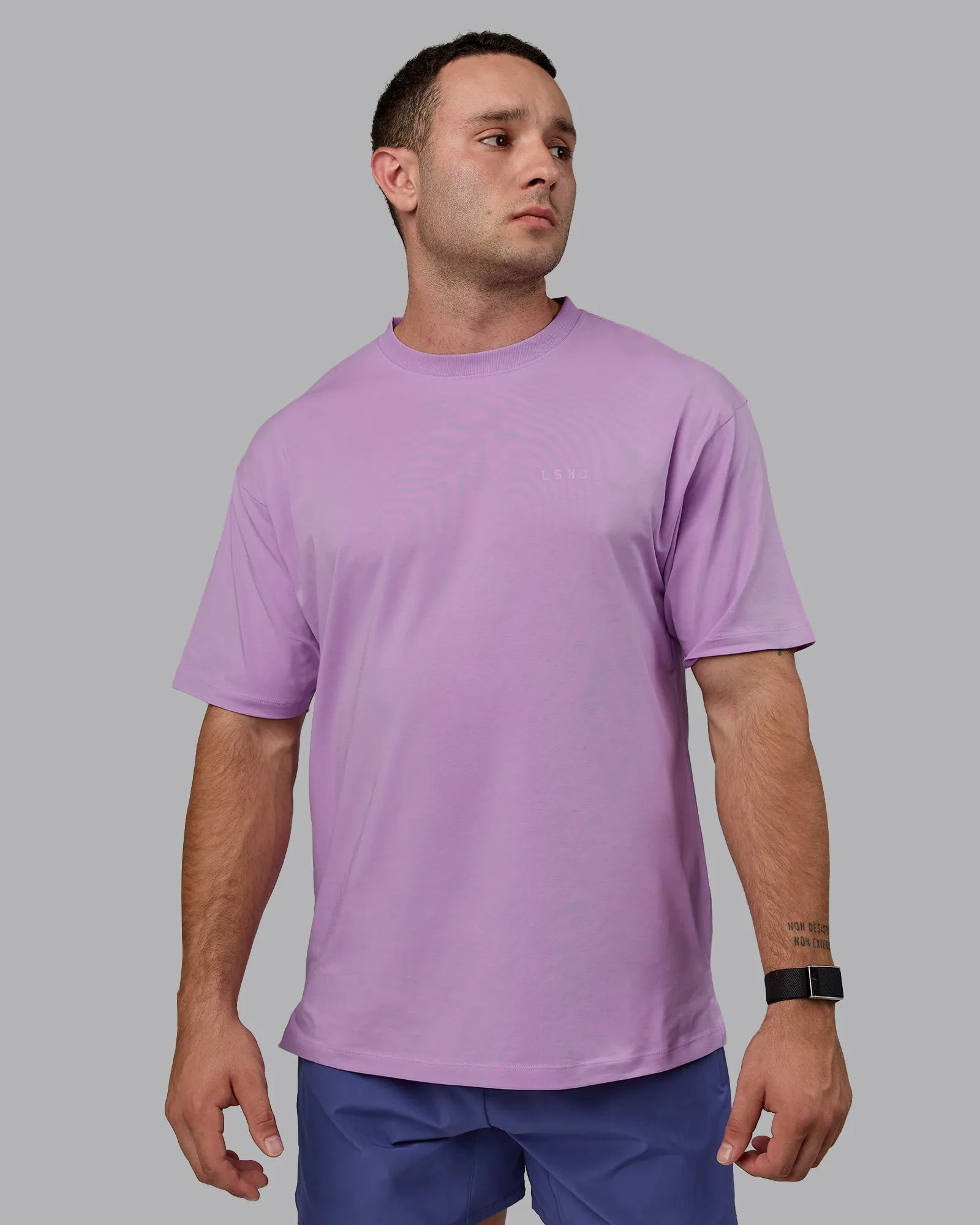 Unisex PimaFLX Tee Oversize - Light Violet sold by LSKD product image thumbnail 3