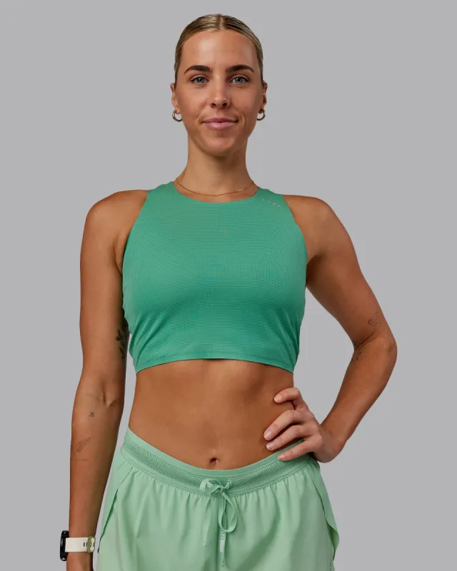 Race Day Cropped Performance Tank - Mystic Green-Surreal Green sold by LSKD
