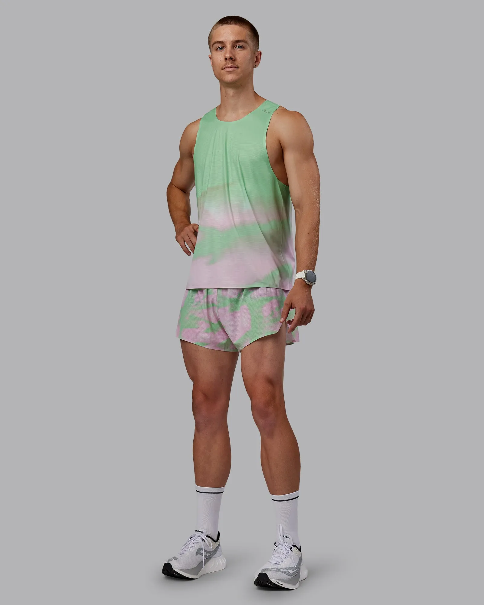 Race Day Performance Tank - Dash Green-Pink sold by LSKD product image thumbnail 5