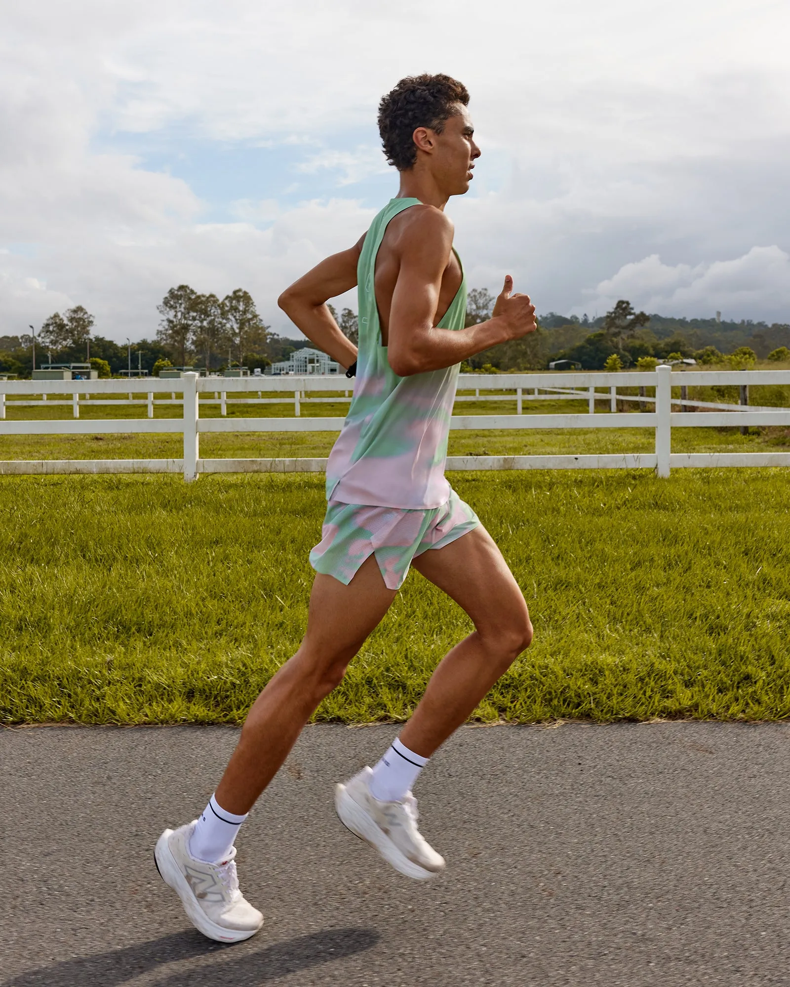 Race Day Performance Tank - Dash Green-Pink sold by LSKD product image thumbnail 2