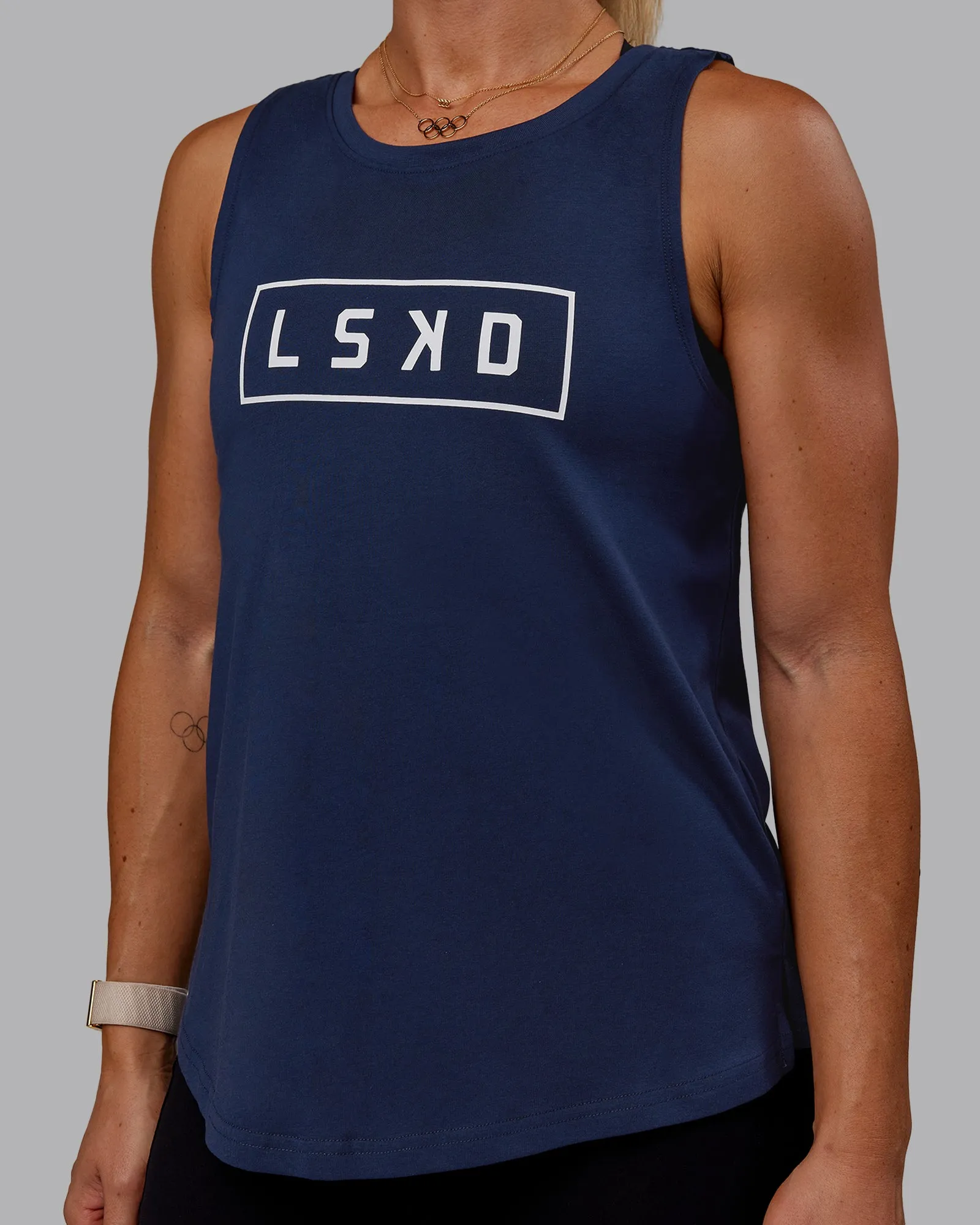 Luna FLXCotton Longline Tank - Future Navy-White sold by LSKD product image thumbnail 4