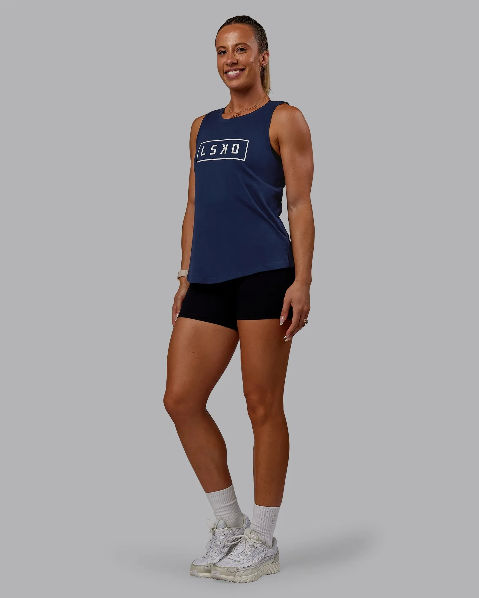 Luna FLXCotton Longline Tank - Future Navy-White sold by LSKD